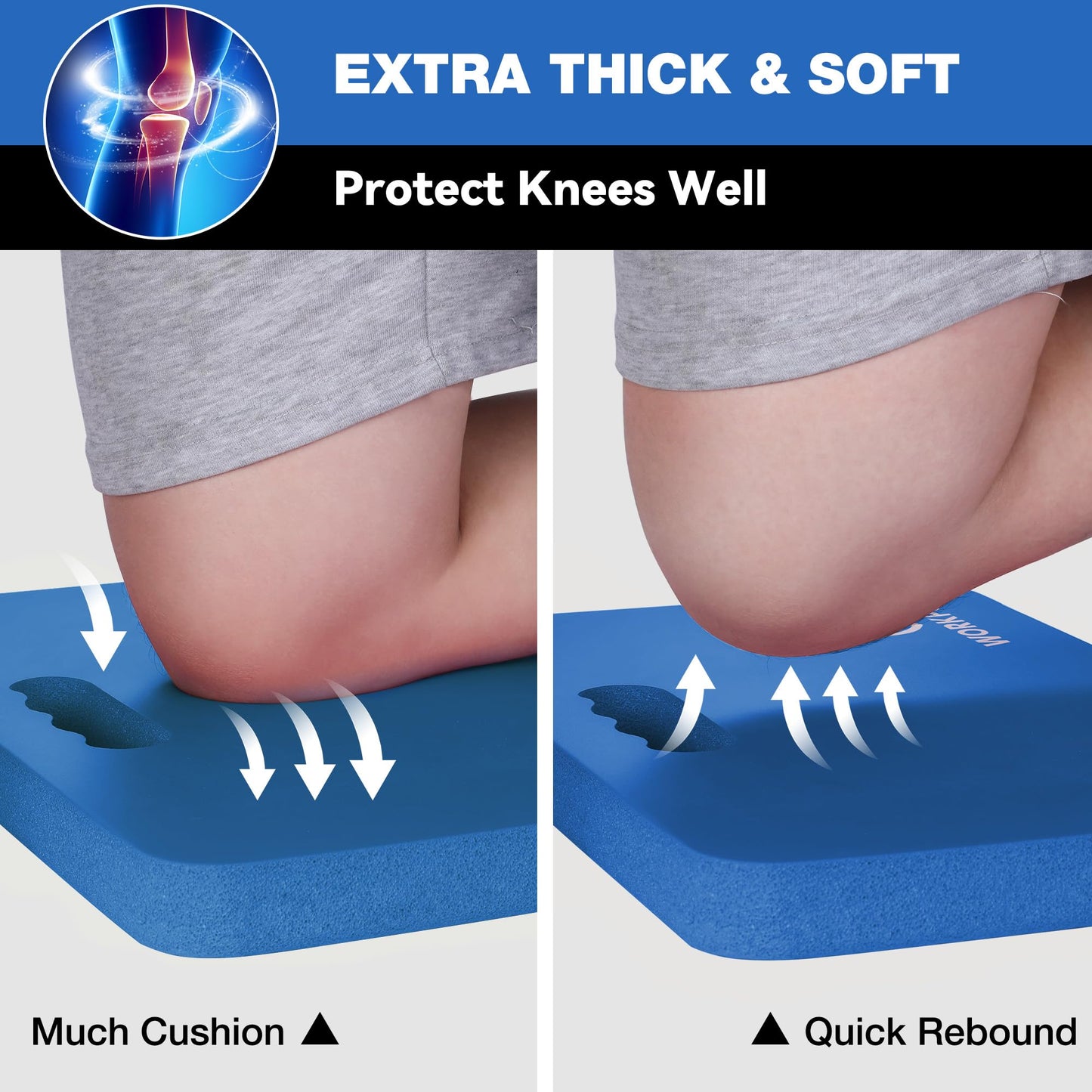 WORKPRO Extra Thick Kneeling Pad, Soft NBR Foam Cushioning for Knee, Large Foam Kneeler Mat for Gardening, Bathing Baby, Exercise, Workout Supplies, 17.5 x 11 x 1.5 in, Blue