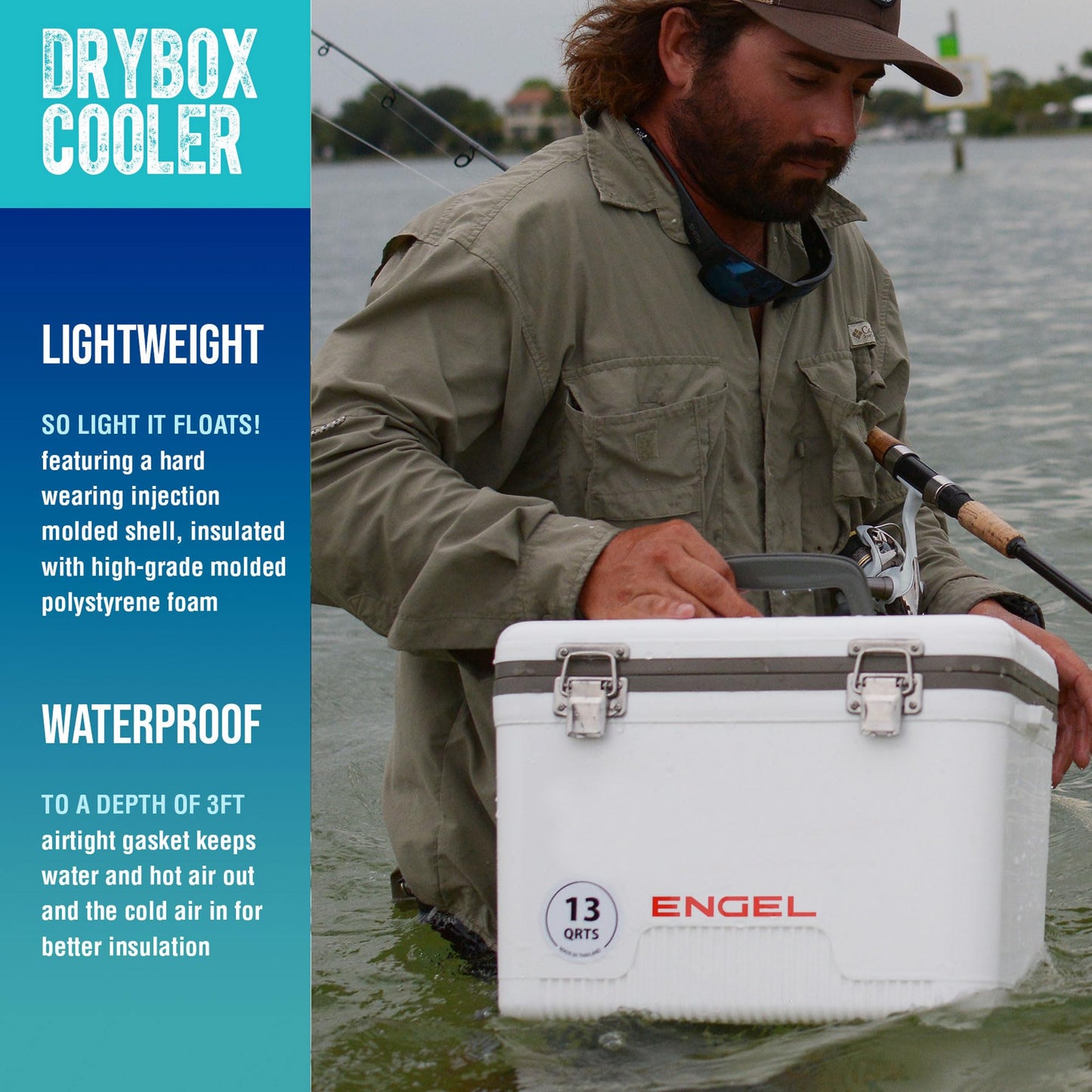 Engel UC19 19qt Leak-Proof, Air Tight, Drybox Cooler and Small Hard Shell Lunchbox for Men and Women in Silver