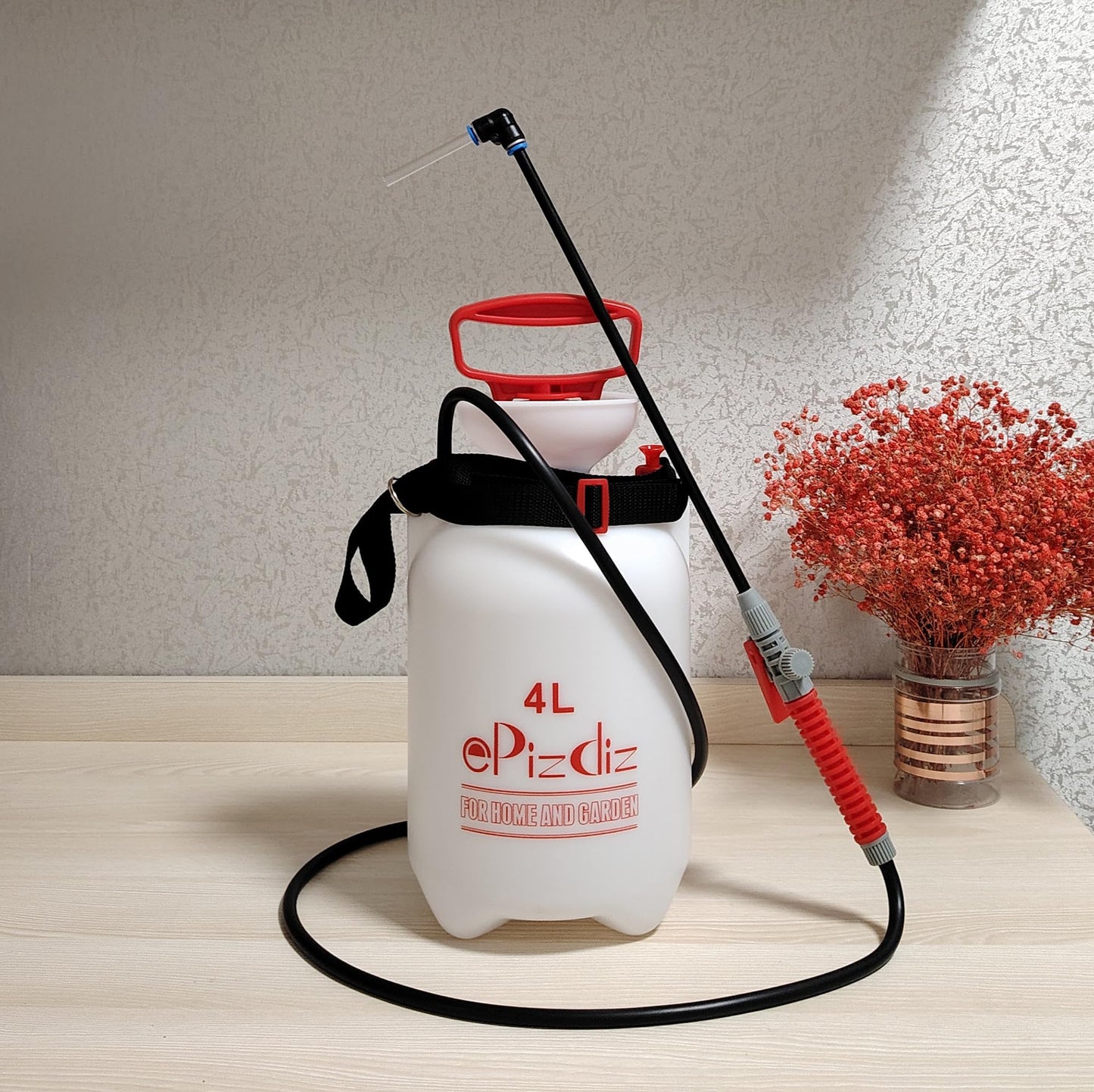 ePizdiz Watering Can Device for Watering Hanging Plant Basket Hard to Reach High Plant Waterer Sprayer 1 Gallon (Red 4L)