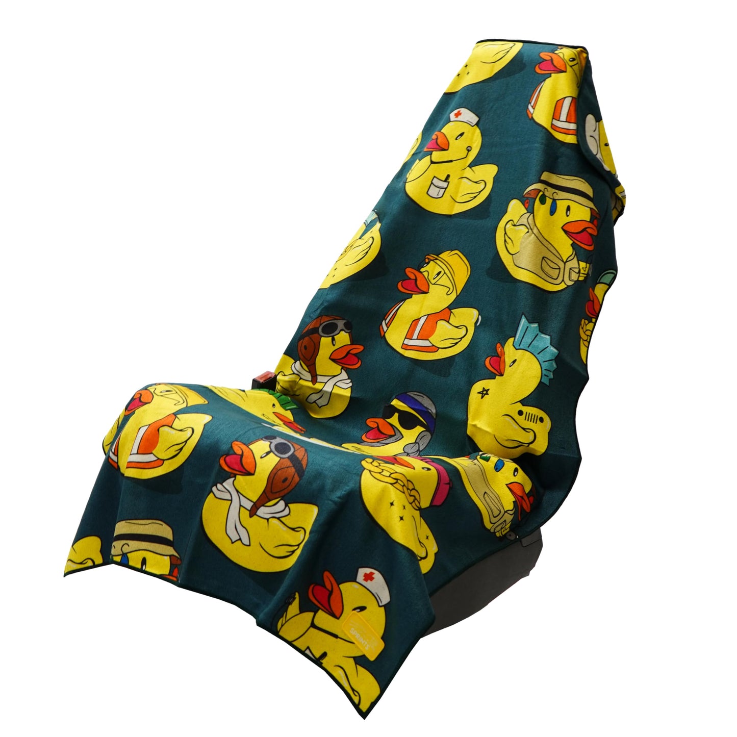 Sprints Athletic Running Towel, Full-Sized, Car Seat Cover - Performance Microfiber (Get Ducked)