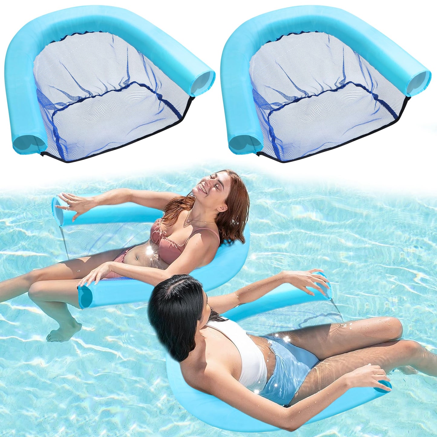 WUBOECE 2 Pack Swimming Pool Noodle Floating Mesh Chair for Adults Pool Float Chair Noodle Chair Floats for Swimming Water Relax (Noodle Not Included)