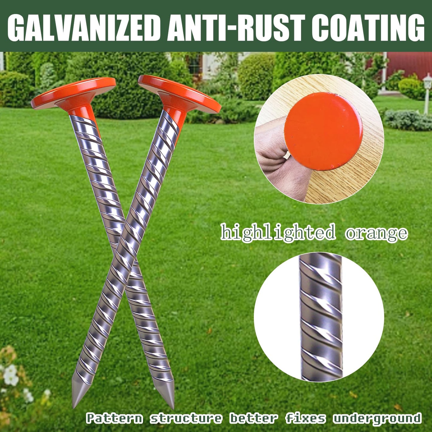 FEISHENLIAN 6 inches, Measuring Stake Boundary Marking, Low Profile, high Visibility Orange, Suitable for Garden Lawn Landscape Edge Weeding barriers Boundary Marker Post(12 pcs)