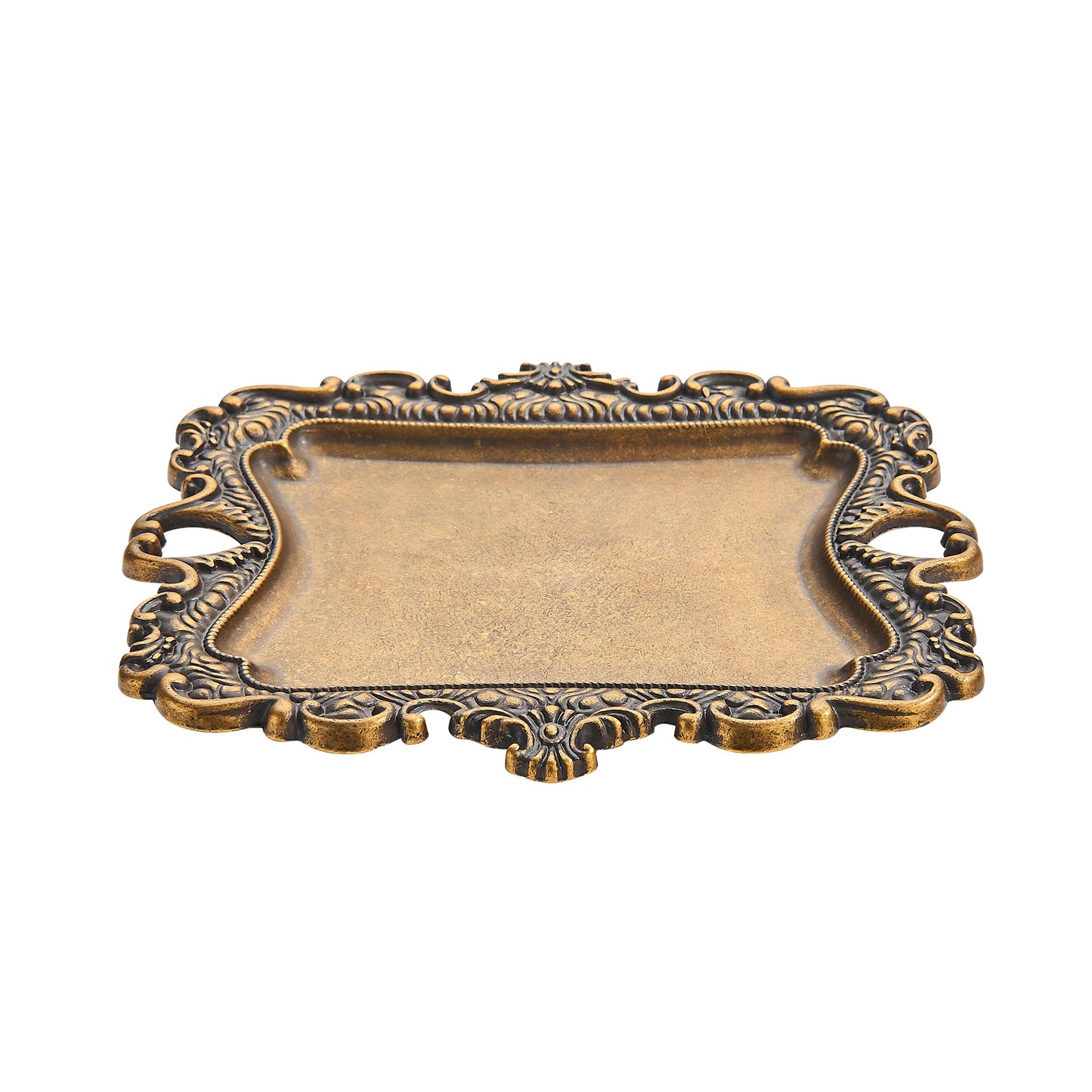 khtumeware 1 Pack Vintage Gold Jewelry Dish Antique Brass Jewelry Trays ideal for holding jewelry rings and small trinkets.