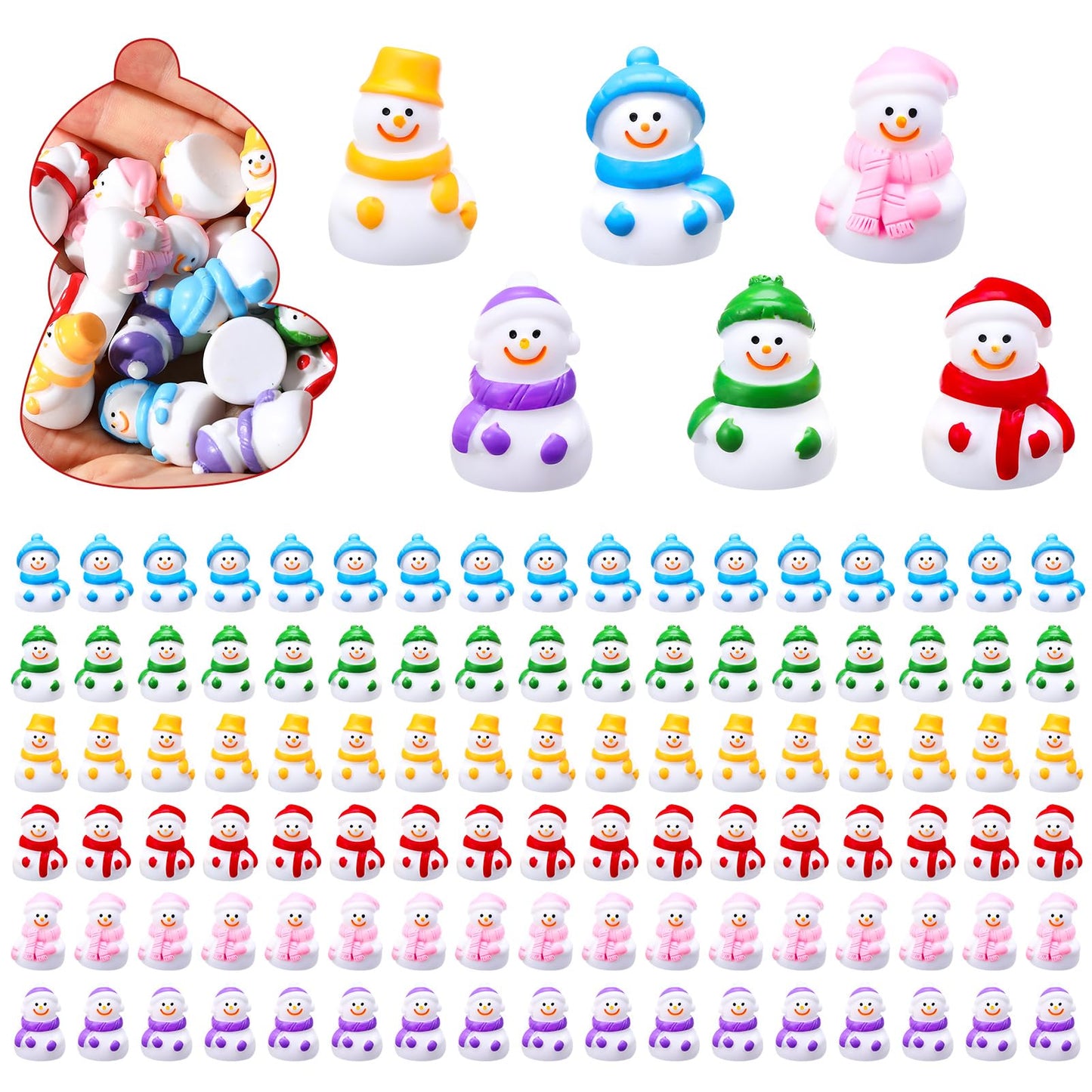 Guiqulai 72 Pcs Mini Resin Snowman Mini Snowman Figurines Miniature Figurines Suitable for DIY Cake Decoration Ornaments Crafts Moss Landscape