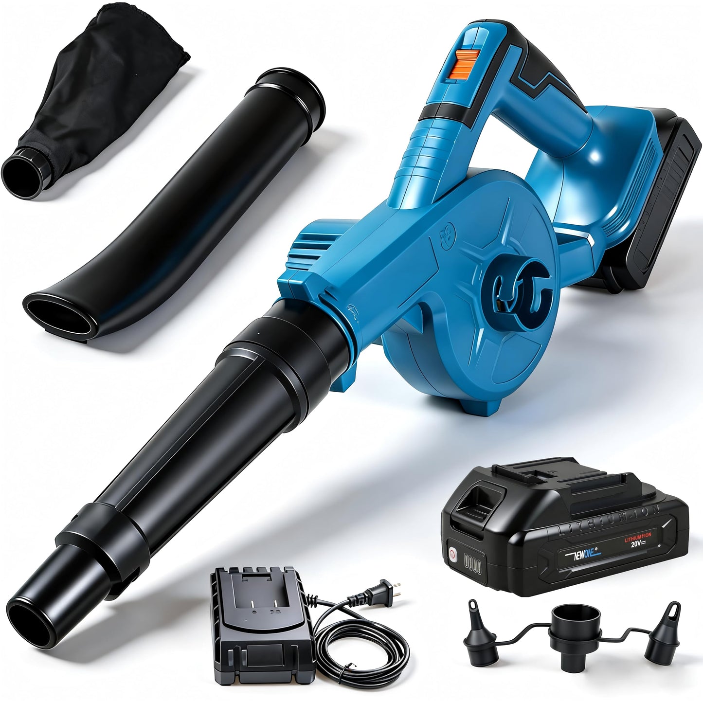 NEWONE Small Leaf Blower Cordless Compatible with Makita 18V Battery,157MPH/64CFM Lightweight Mini Hand Electric Leaf Vacuum for Lawn Care with Battery and Charger,2 Speed