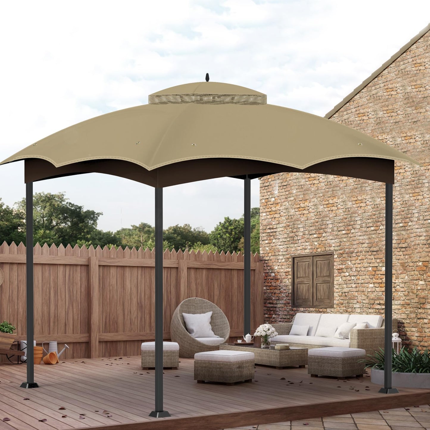 10x12 Replacement Gazebo Canopy Top Cover, Double Tiered Waterproof Canopy Roof for Lowe's Allen Roth Gazebo #GF-12S004B-1 (Khaki)
