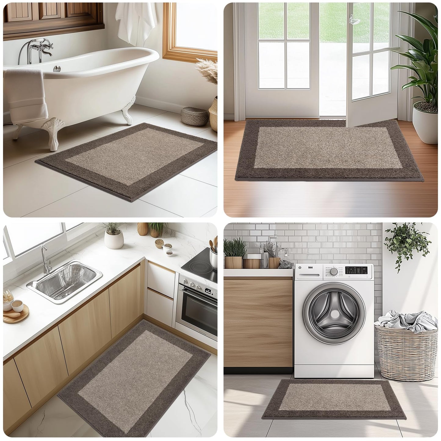 DOMUSTEX Machine Washable Kitchen Rug 24" x 96", Non Slip Kitchen Mat for Floor, Absorbent Entrance Runner Rug for Bedroom, Hallway, Bathroom, Door (Roll Packing)