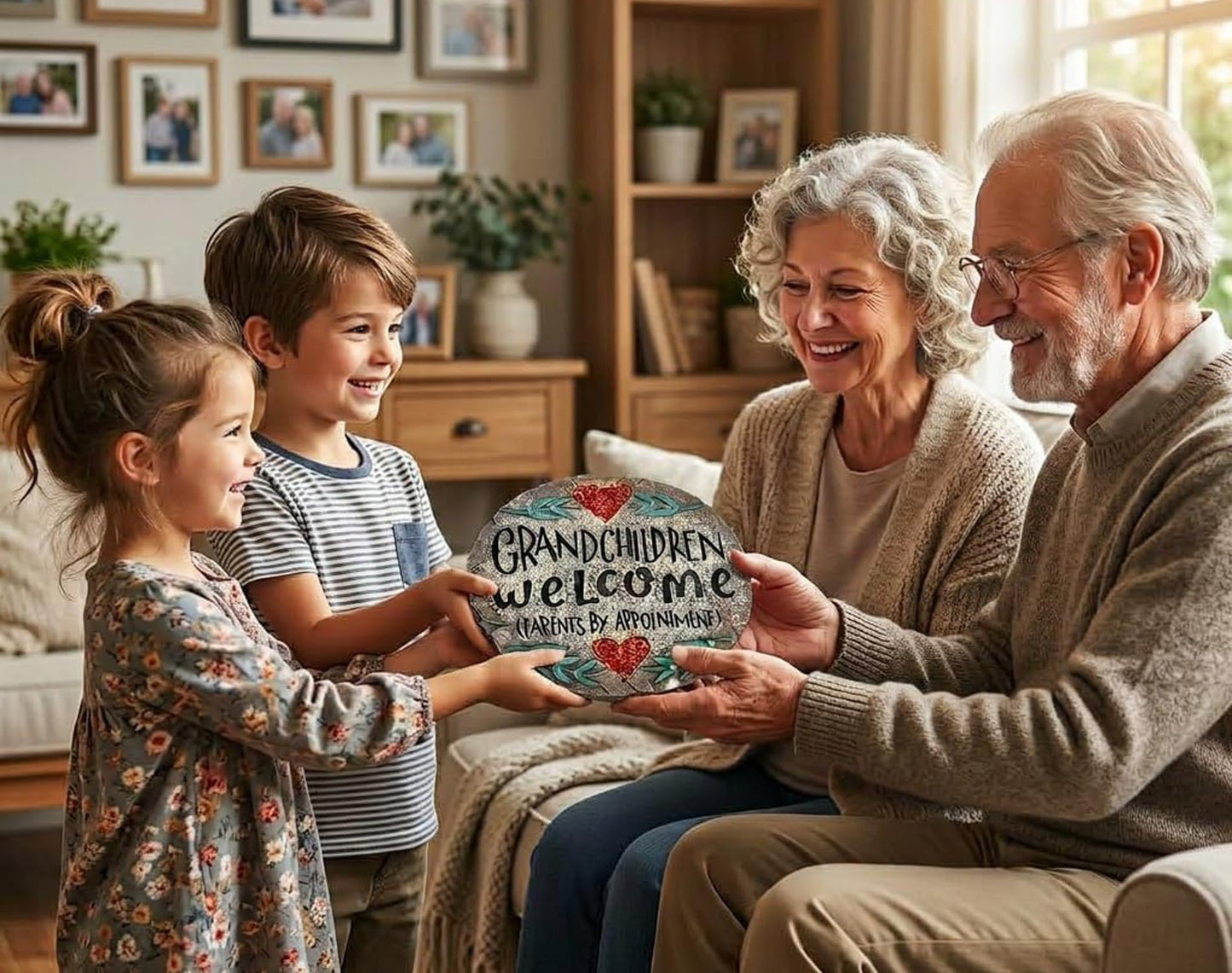 Outdoor/Garden Stepping Stones - Grandma and Grandpa Gifts - Great Grandma Gifts (Grandparents Day Gift Grandchildren Welcome Home)