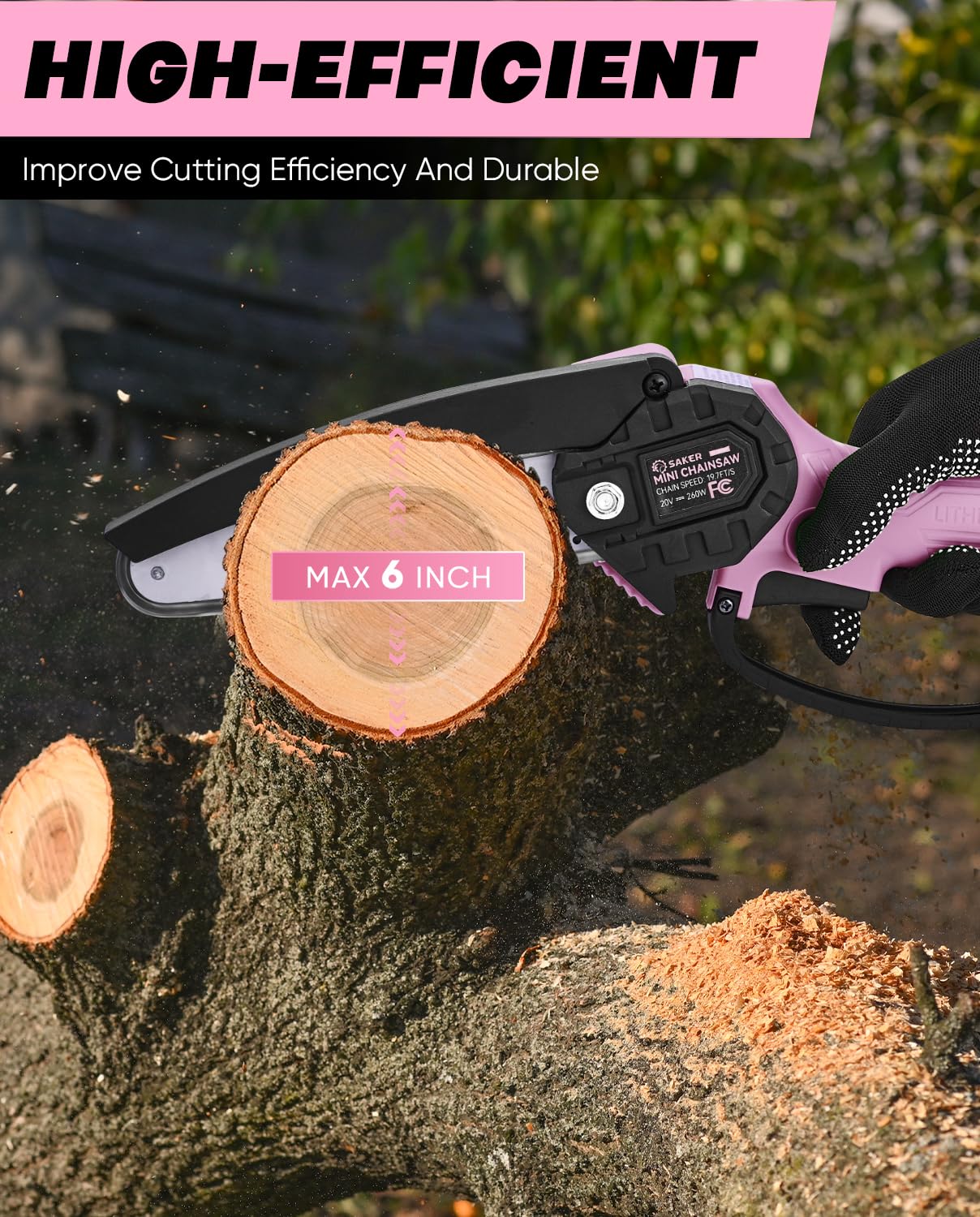 Saker Mini Chainsaw|6 Inch Chainsaws[2025 Upgraded]|Mini Cordless Electric Chain Saw|Small Handheld Portable Chain Saws Battery Powered Chain Saw for Tree Trimmer and Garden,Gifts for Men