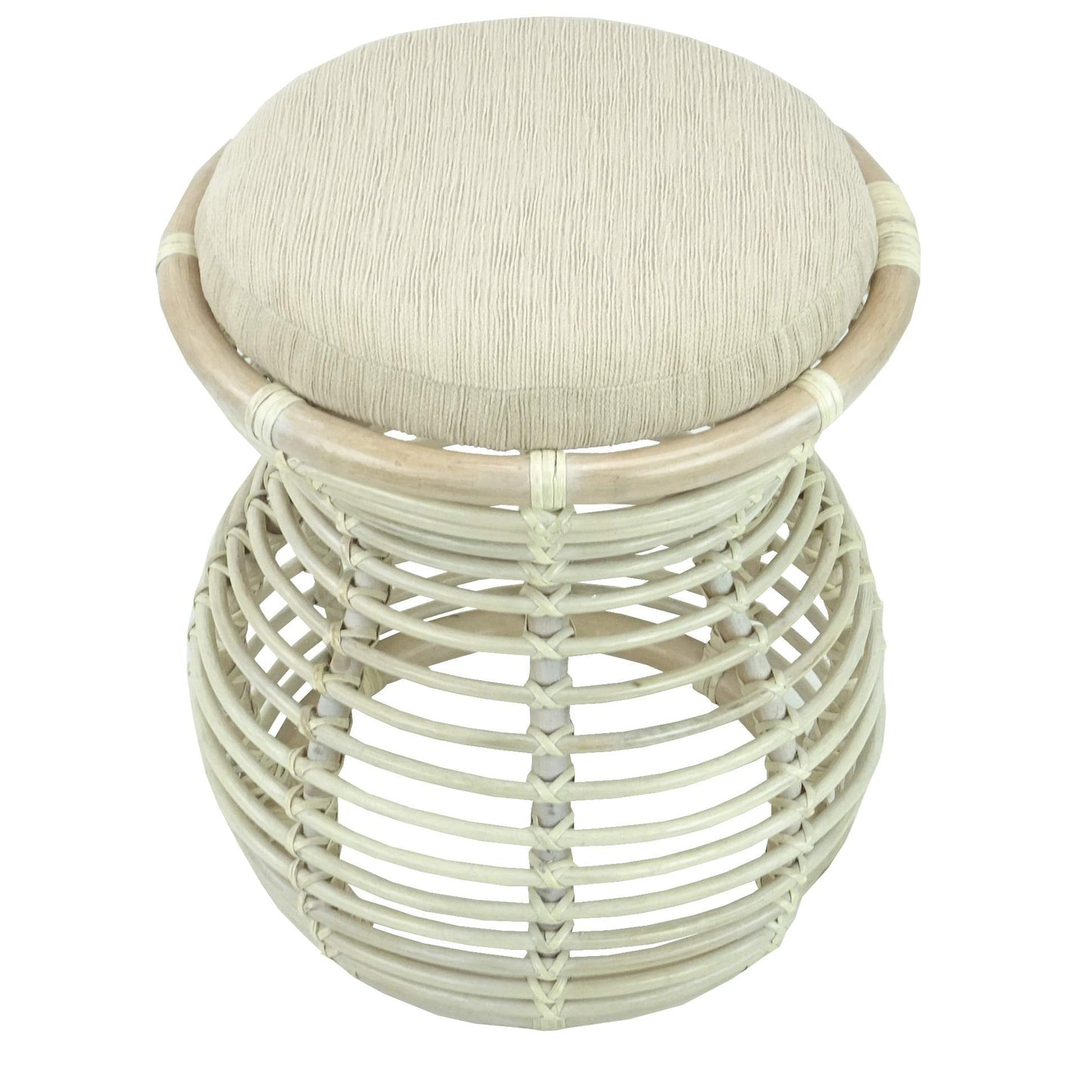 SunBear Furniture Handmade Natural Rattan Wicker Milan Ottoman Stool Vanity Bedroom Handmade Design ECO, Cognac (Light Brown)