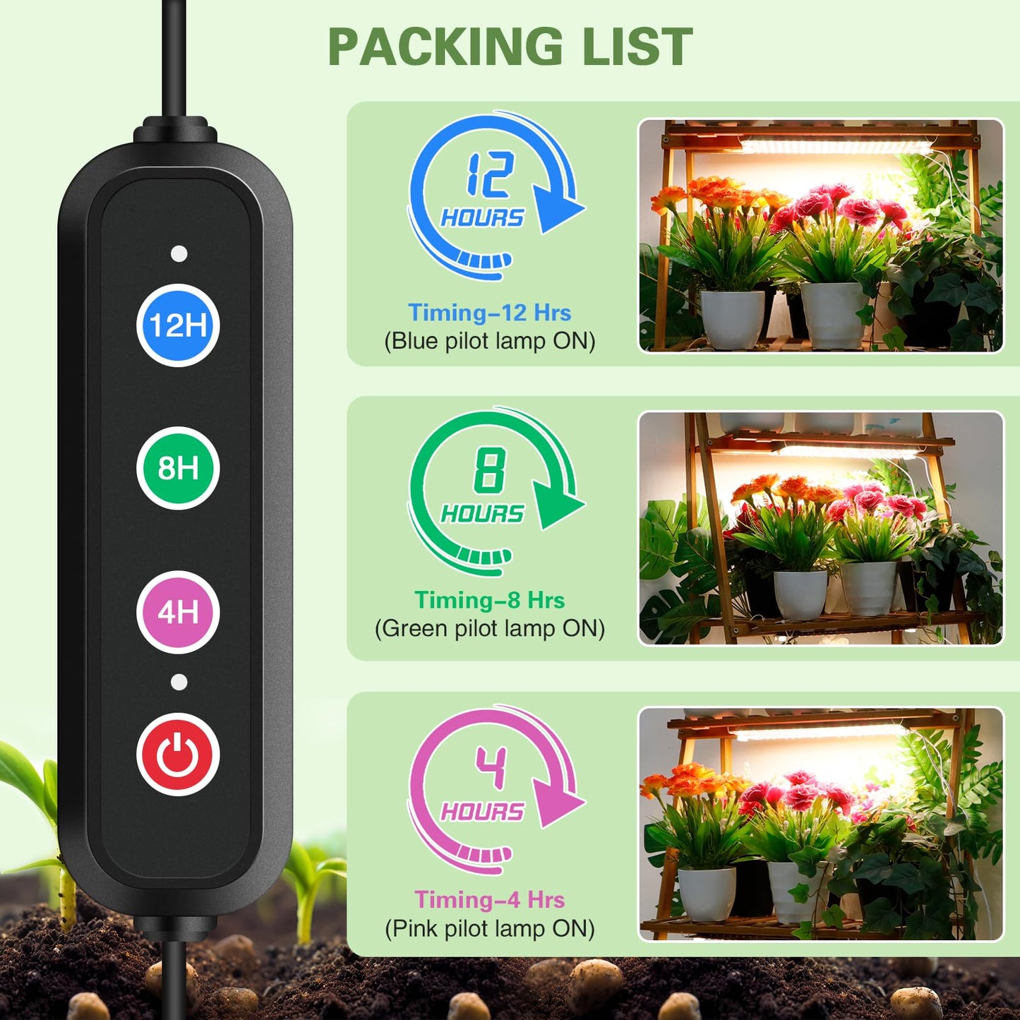LPMZMBL 40W Ultra-Thin Panel Full Spectrum Grow Lights, 768 LEDs Growing Light for Indoor Plants with Daisy Chain Function, Grow Lights for Seed Starting with 4/8/12/16/20H Auto On/Off Timer (4pcs)