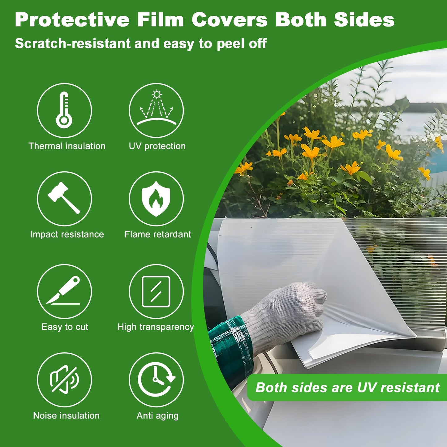 Quibbay 6PCS Polycarbonate Greenhouse Panels, 4' x 2' x 0.32'' Three-layer Honeycomb Panels Polycarbonate Sheet, Clear Waterproof UV Protected Corrugated Plastic Roof Panels for Greenhouse Replacement