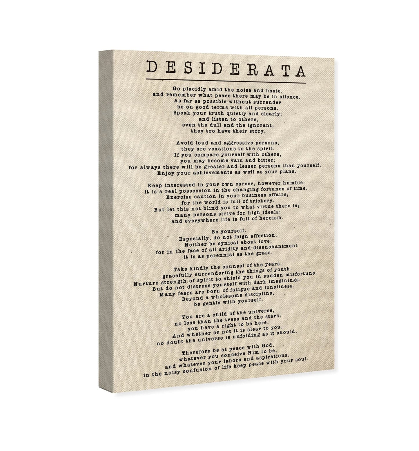 The Oliver Gal Artist Co. Typography Wall Art Canvas Prints Inspirational Quotes and Sayings Desiderata Parchment Home Décor, 10" x 15", Stretched
