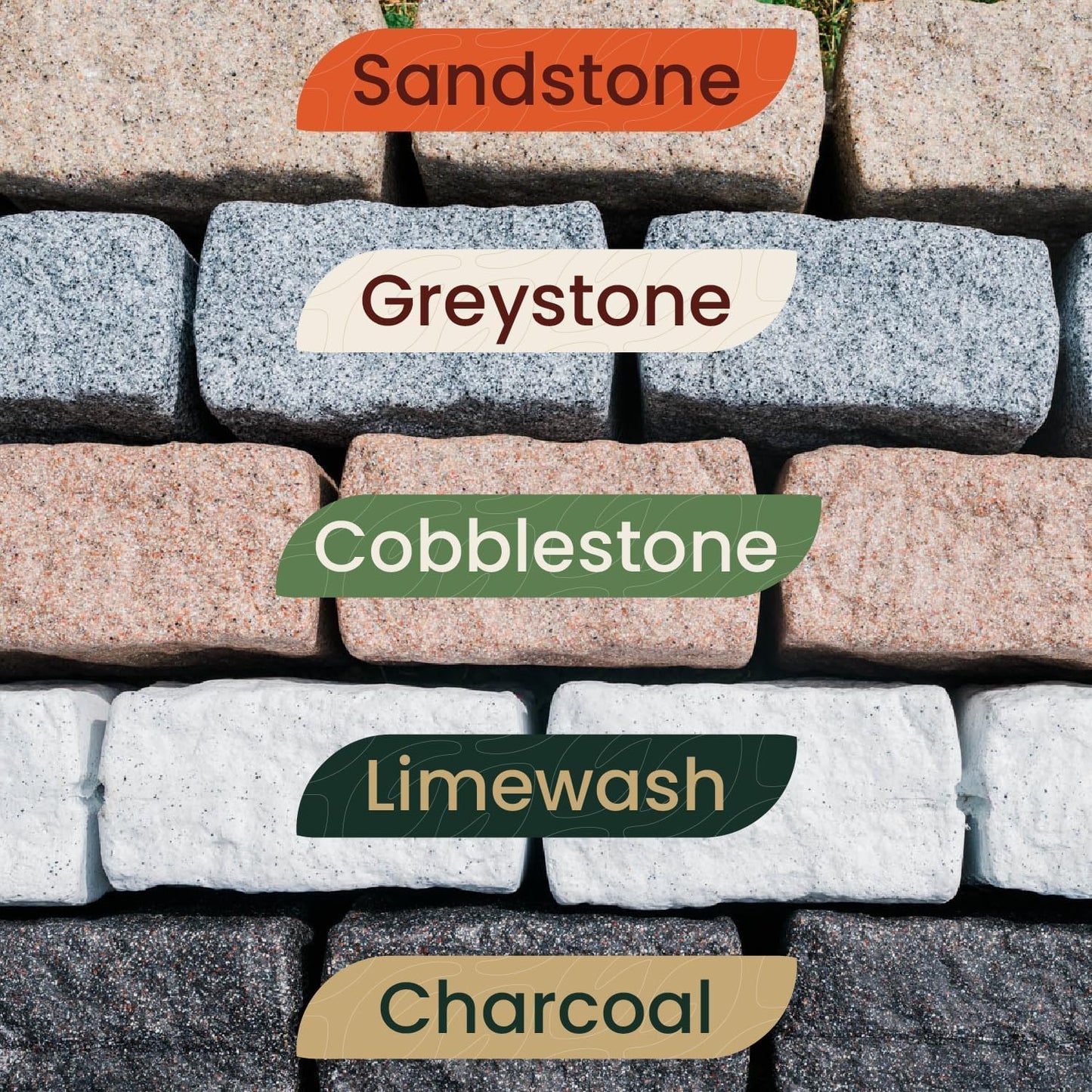 Beuta Landscape Edging | Garden Edging Border | Faux Stone Blocks for Lawn Edging, Flower Beds & Yard Edging – 4 Pack | Each Section Has 6 Blocks 48" L x 4" W x 6.5" H | 8 Spikes | Cobblestone