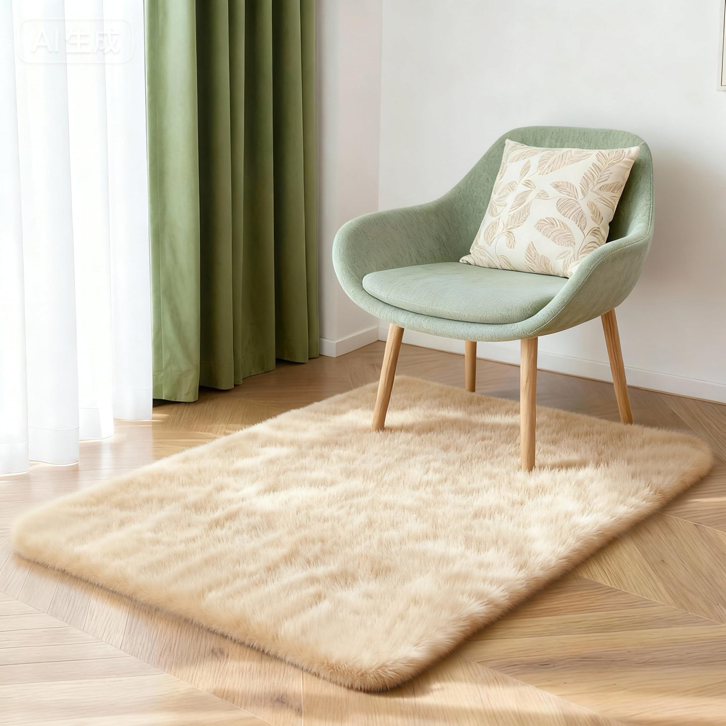 SWGRT 2x3 Solid Fluffy Camel Area Rug – Washable, Durable,Small Bedroom Rug, Non-Slip High Pile Shag Rugs for Living Room, Bedroom, Bedside, Dorms, Nursery Rooms, Kids Room, Soft Indoor Floor Carpet