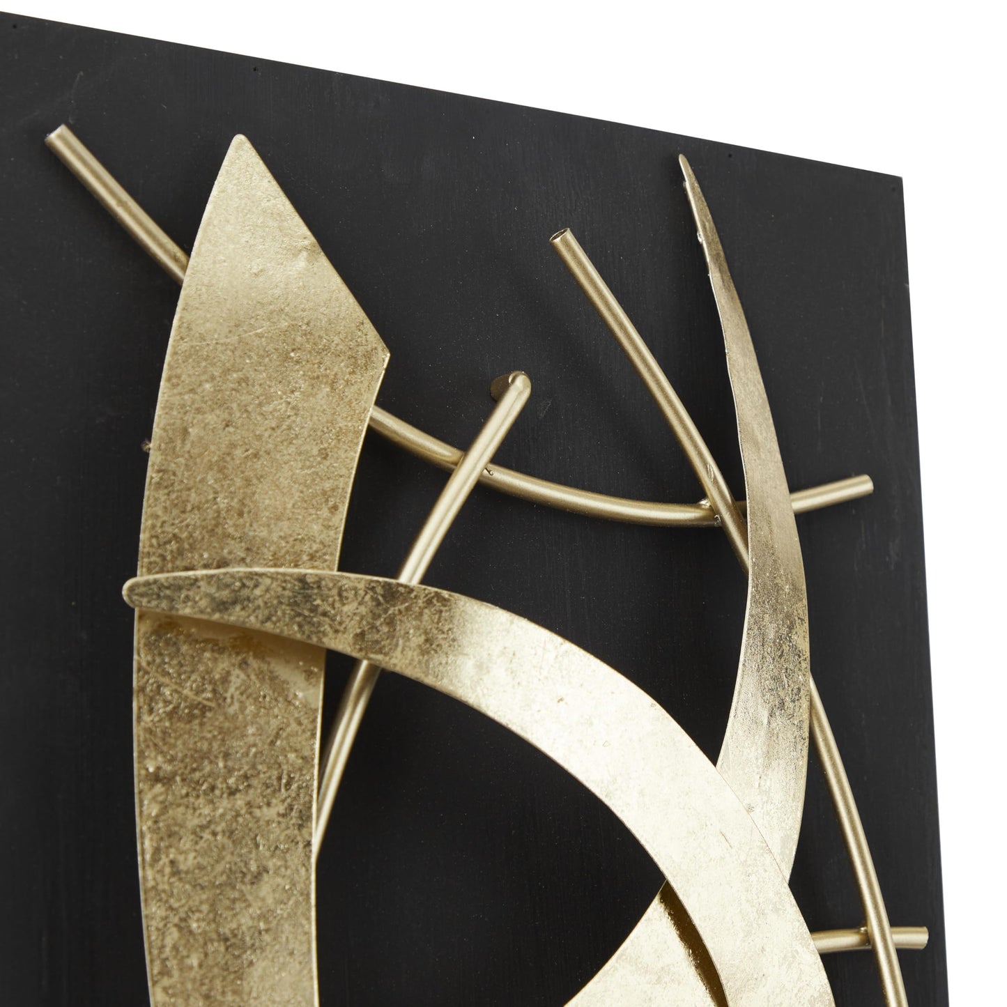 Deco 79 Metal Abstract Home Wall Decor Dimensional Wall Sculpture with Black Wood Backing, Set of 2 Wall Art 12"W, 36"H, Gold