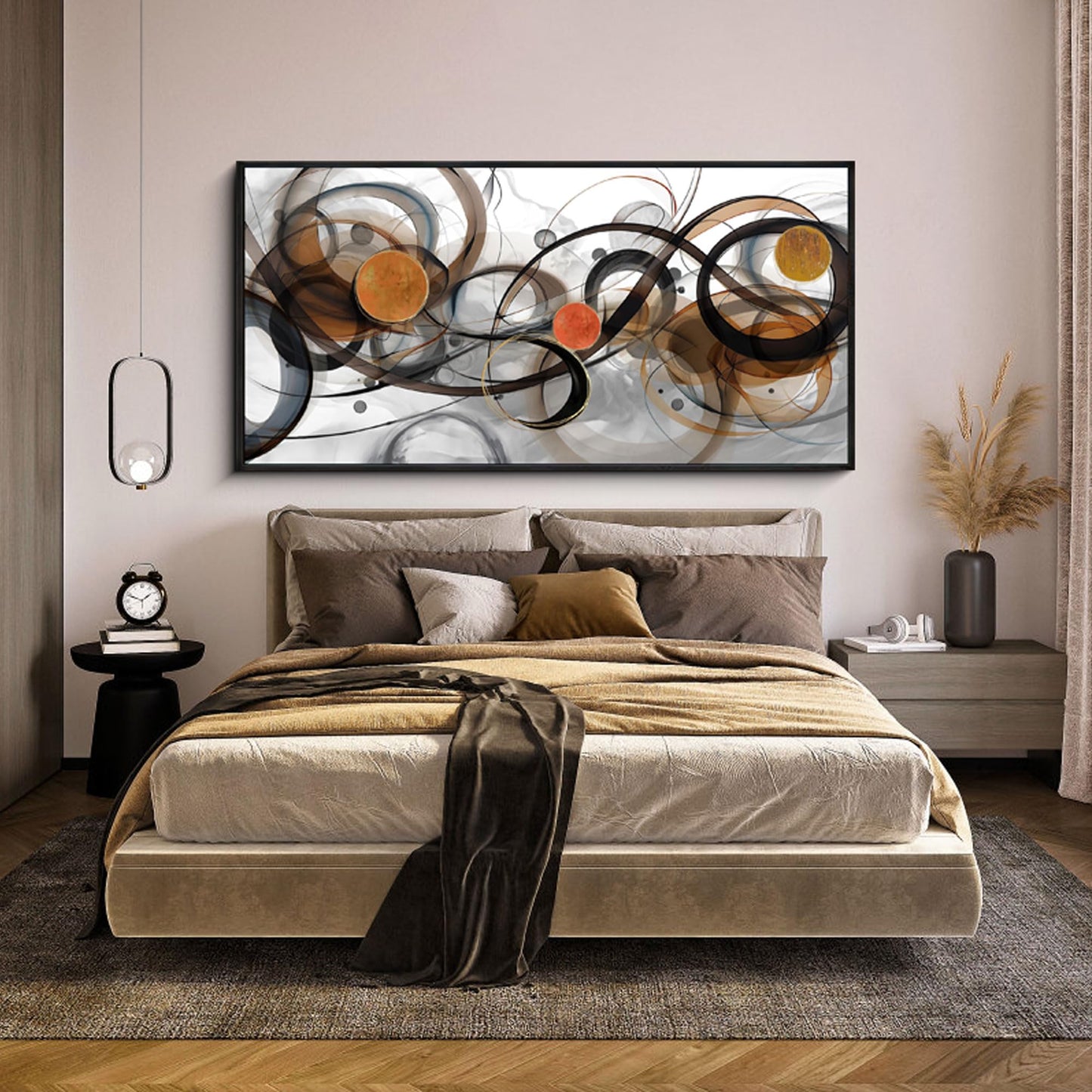 XLSJERST Abstract Wall Art - Framed Black White Canvas Home Art Decor for Living Room Office Canvas Pintings Modern Minimalist Frame Wall Art 24x48 Inches