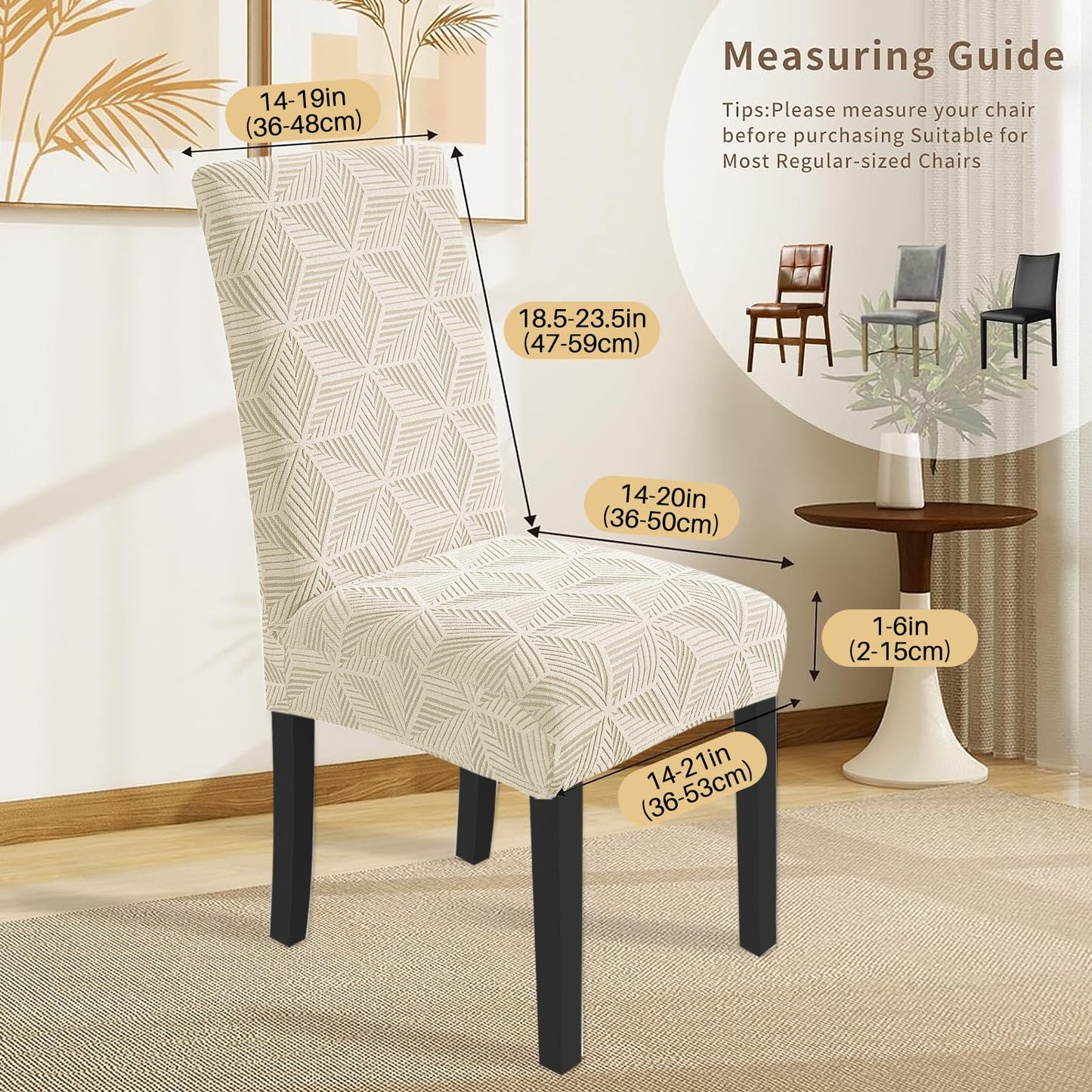 YEMYHOM Dining Chair Covers Set of 4, Stretch Dining Room Parsons Chair Slipcover, Removable Washable Furniture Protector for Home, Kitchen, Banquet (Beige)