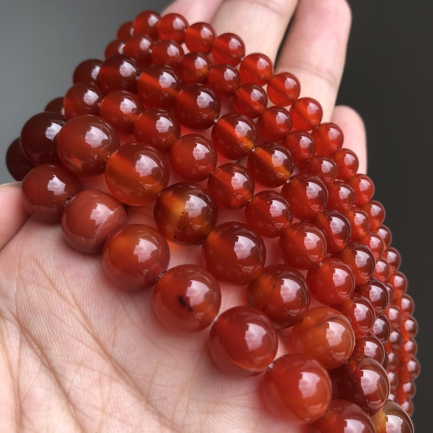 Yochus 45pcs Red Onyx Agate Beads，8mm Healing Power Natural Stone Round Loose Beads for Jewelry Making Earring Necklace DIY Crafts