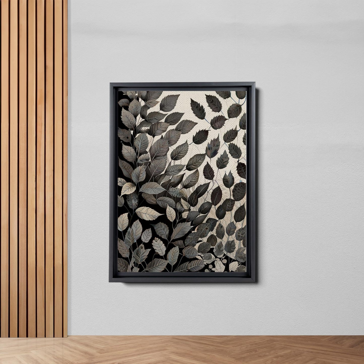Canvas Print Scandinavian Folk Art Black and Beige Abstract Botanical Wall Art for Scandinavian Home Decor Decor Canvas, Print