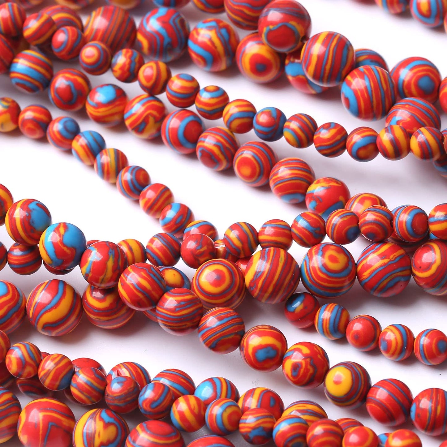 90PCS 4MM Red Malachite Stone Beads Natural Gemstone Round Stone Beads for Jewelry Making DIY Energy Bracelet 15"