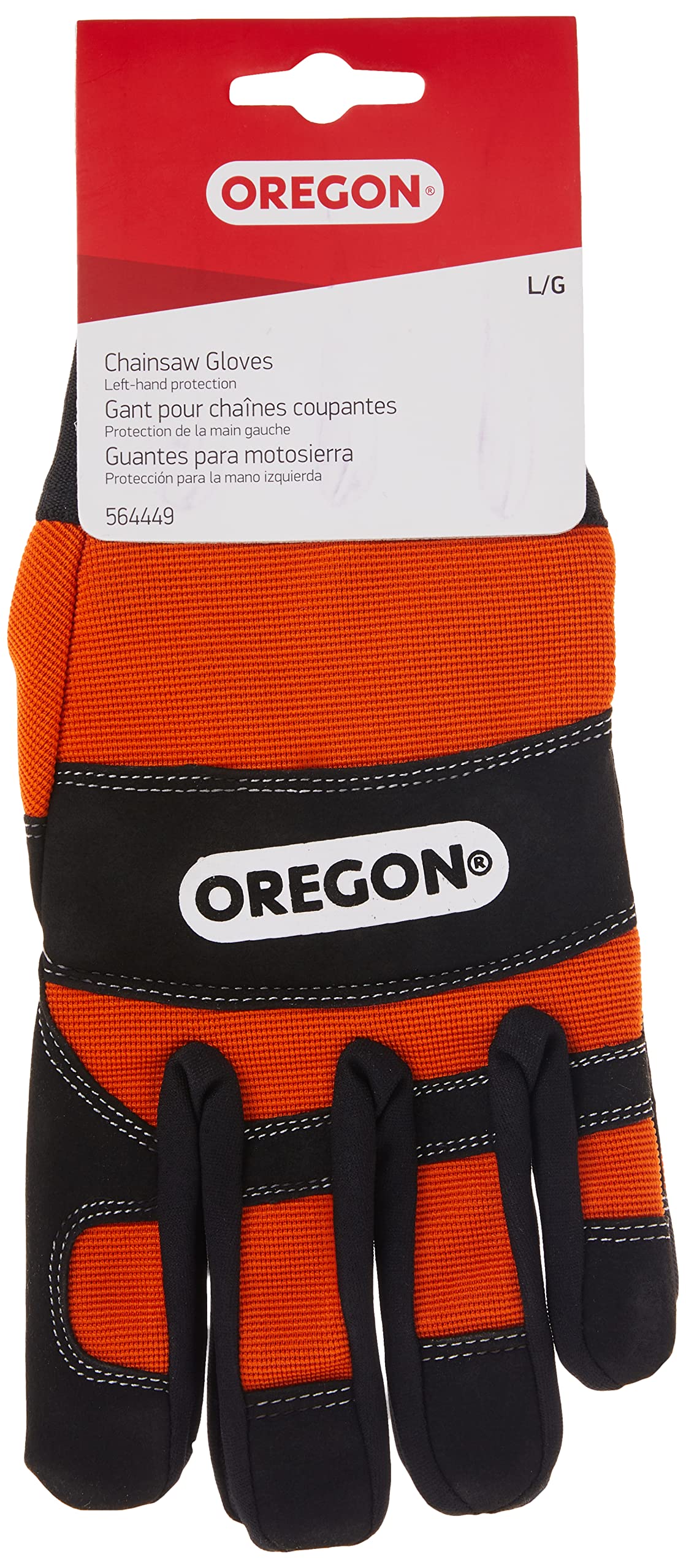 Oregon Protective Chainsaw Work Safety Gloves, Left-Hand Protection, Size Large, Black