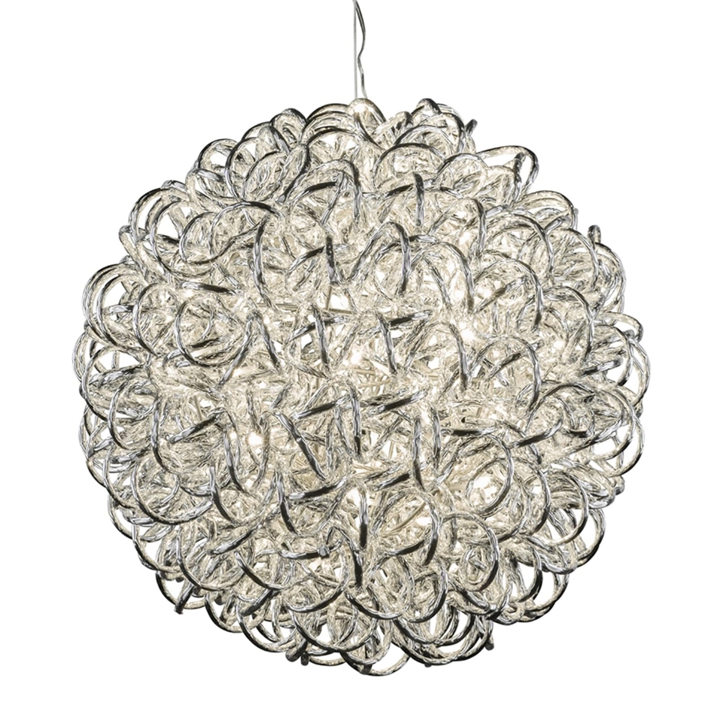 Holiday Bright Lights 18" Silver Spiral Orb Outdoor Hanging Sphere Lights Porch Decor, 200-Light 5MM Warm White LED Bulbs