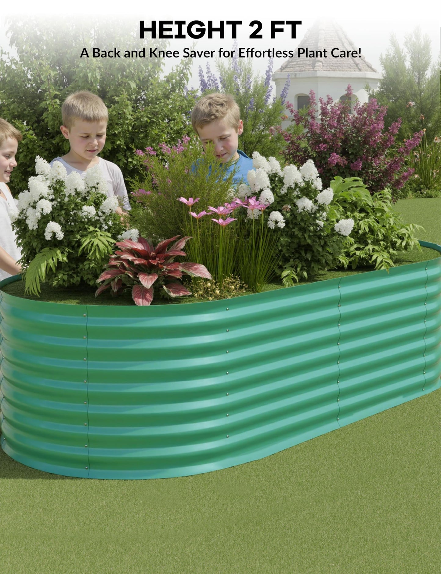6x3x2Ft Raised Garden Bed, Galvanized Planter Box Outdoor, 24" Large Rot-Resistant Metal Garden Bed Planter for Planting Flower Vegetables Herb