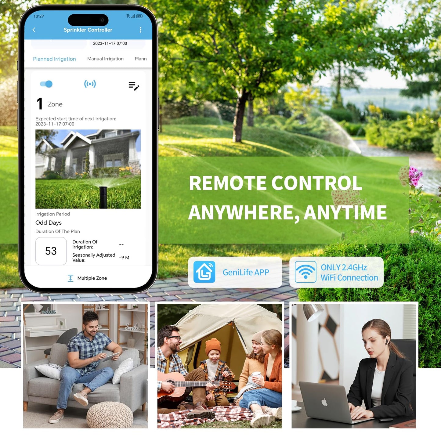 8 Zones WiFi Smart Sprinkler Controller, Briidea Automatic Irrigation Controllers with Customized Watering Schedule & Seasonal Adjustment, Water Efficiently and Keep Your Plants Healthy, MK-117