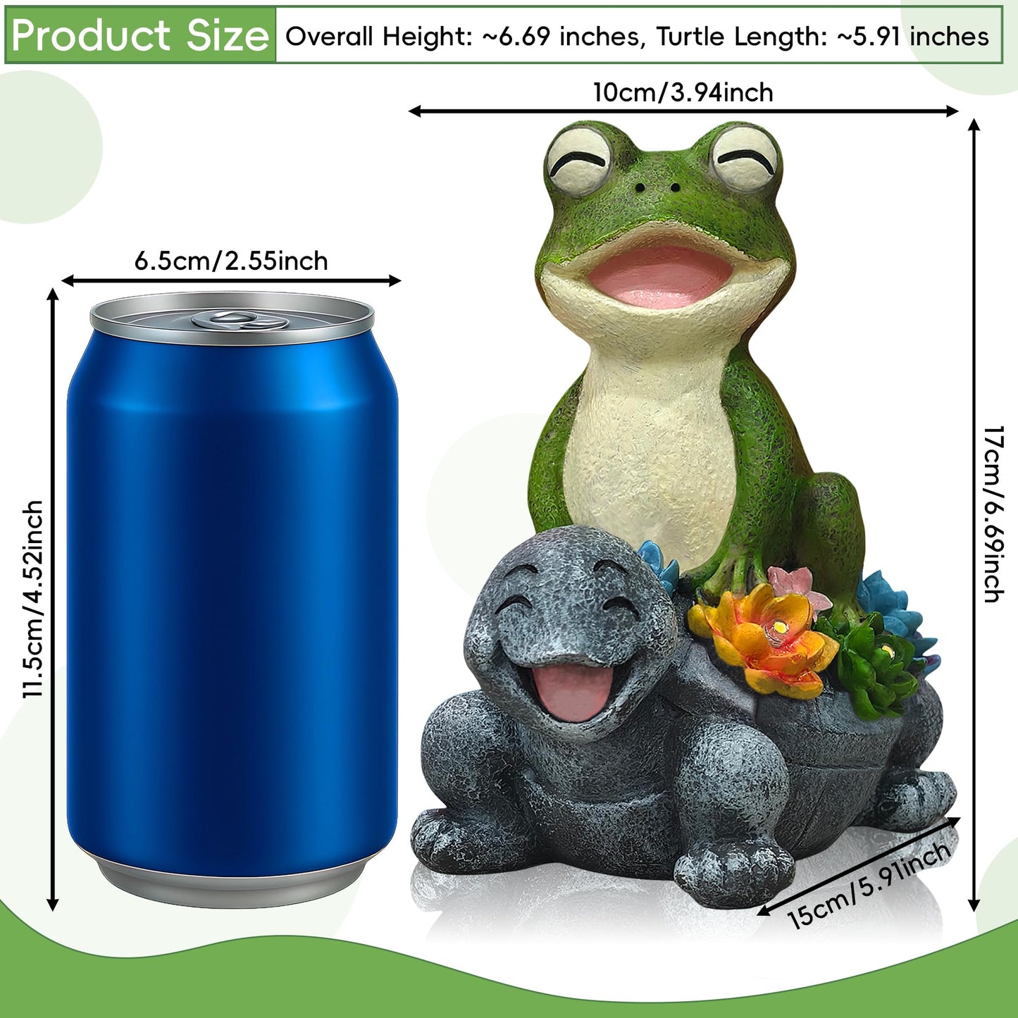 Solar Turtle Frog Garden Statue - Happy Turtle Frog Statue with LED Succulent,Garden Gifts,Outdoor Statues Decoration for Patio Backyard Yard Lawn Ornament,Birthday Gifts for Women Mom Grandma