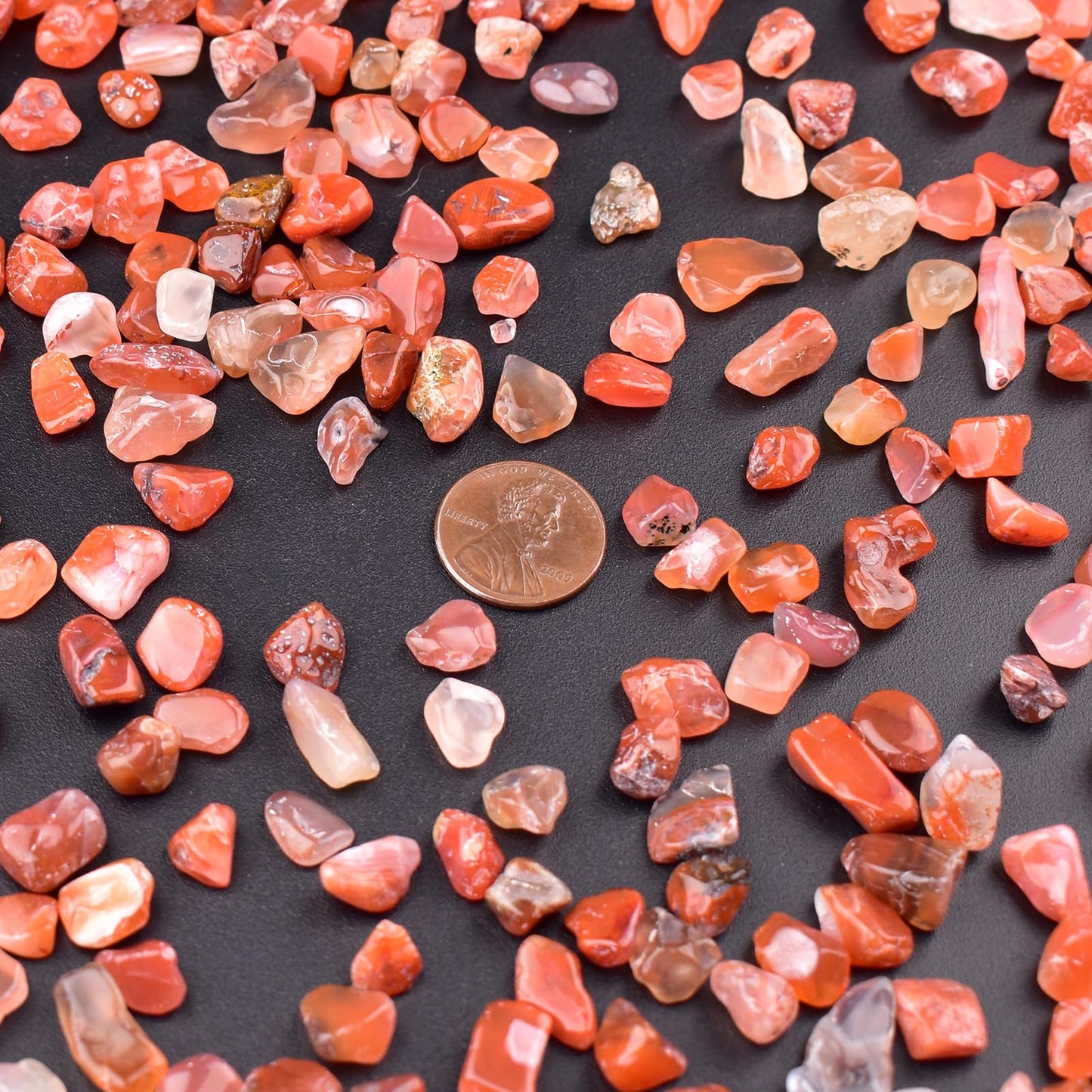 SigMntun Polished Carnelian Crystal Chips 200 Pcs - 0.3" 10 oz Tumbled Stone Chips Crushed Sea Glass Stones Healing Reiki Crystal Making Home Decoration