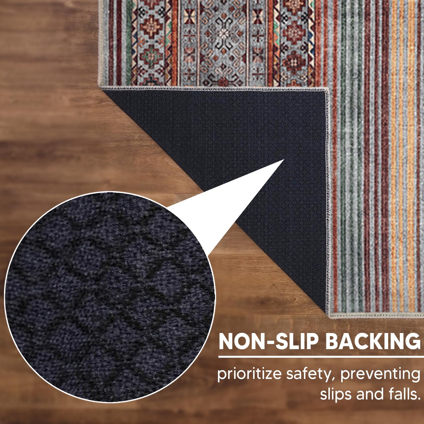 Keen Home Design 3x5 Rug - Machine Washable Entry Rug with Non-Slip Backing, Ideal for Enteryway, Kitchen, Bathroom, Laundry Room - Vintage, Easy Clean, Durable, Low Pile Rug - (3' x 5')