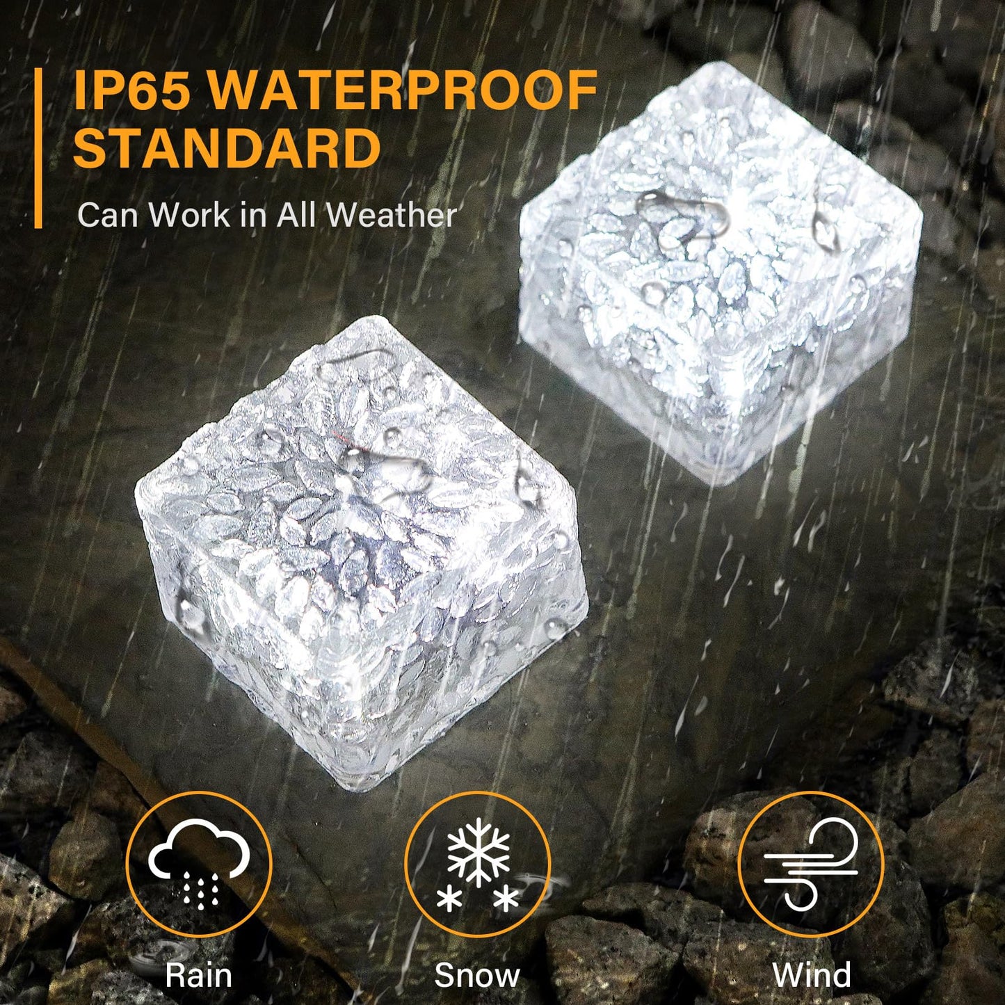 JKIMK Solar Brick Lights - Outdoor Waterproof Patio & Garden Decor (6 Packs for Patio, Yard, Walkway, Pathway)
