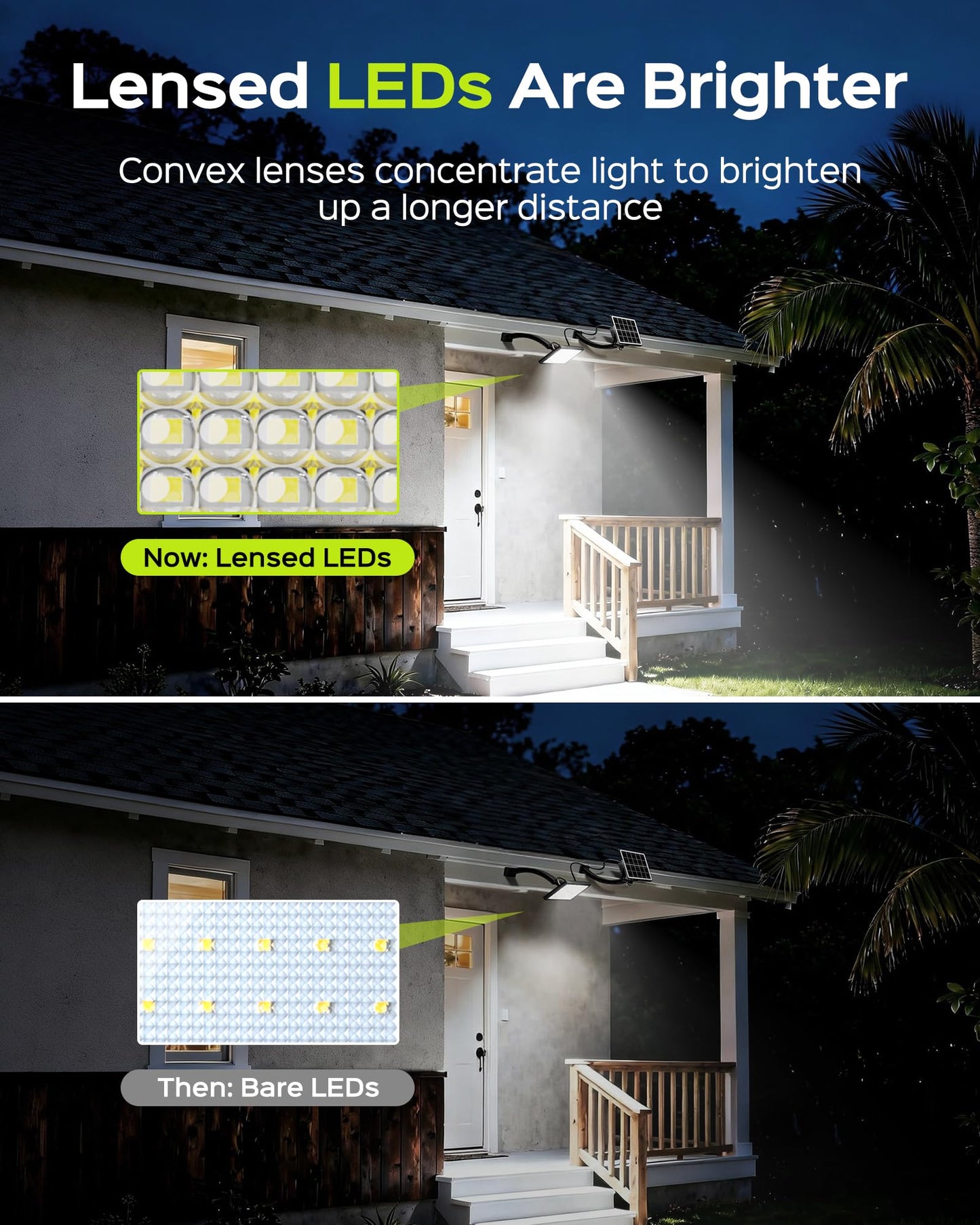 JACKYLED 1000 Lumens 299 LED Solar Lights Outdoor Bright Solar Dusk to Dawn Light with 4000mAh Battery, IP65 Waterproof Outdoor Solar Powered Security Flood Light for Wall Porch Shed Barn