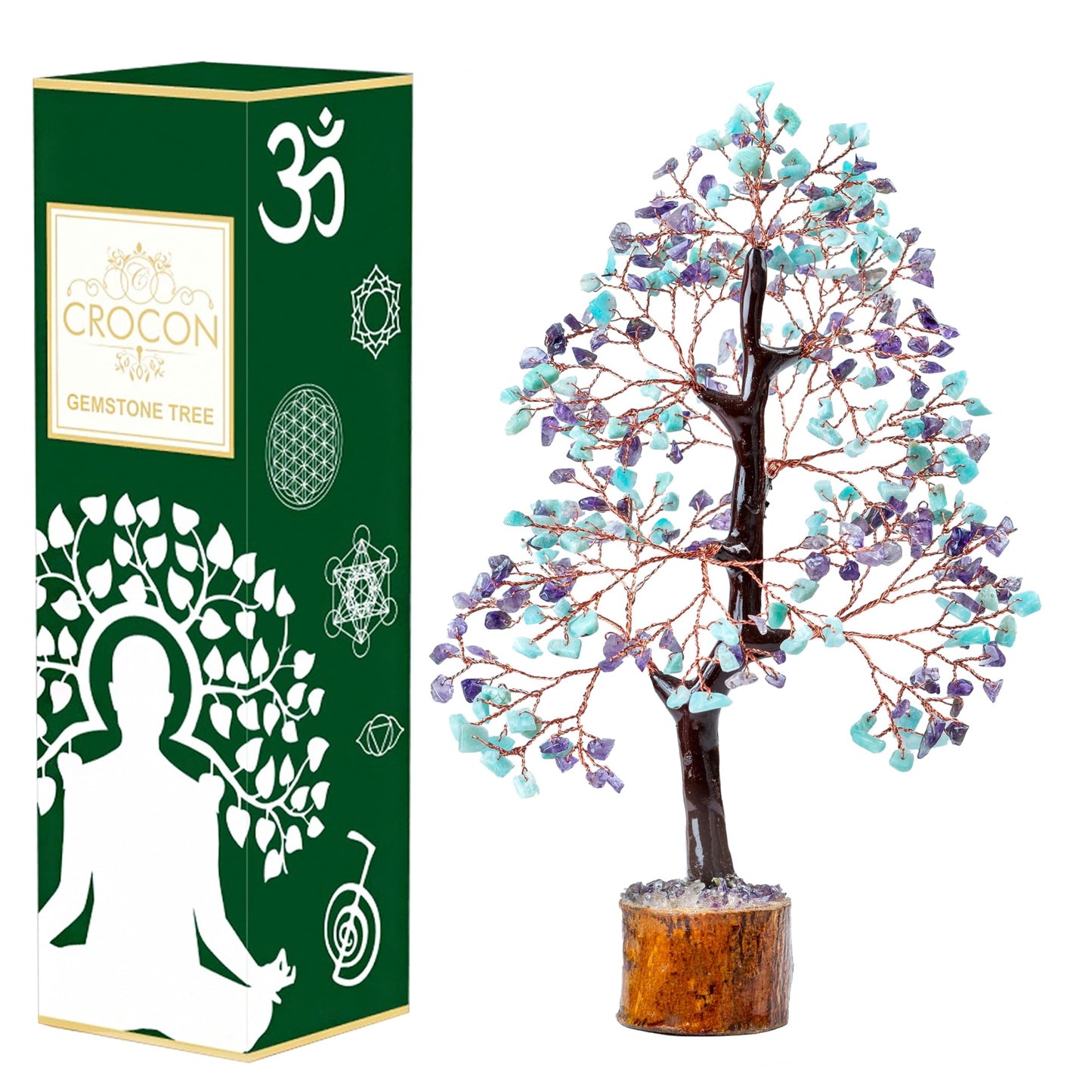 Crocon® Amethyst & Amazonite Crystal Tree Home Decor, Birthday Gifts for Women, Sister Gemstone Gift for Her Money Tree Crystals and Healing Stones House Warming Gift New Home Spiritual Decor Present