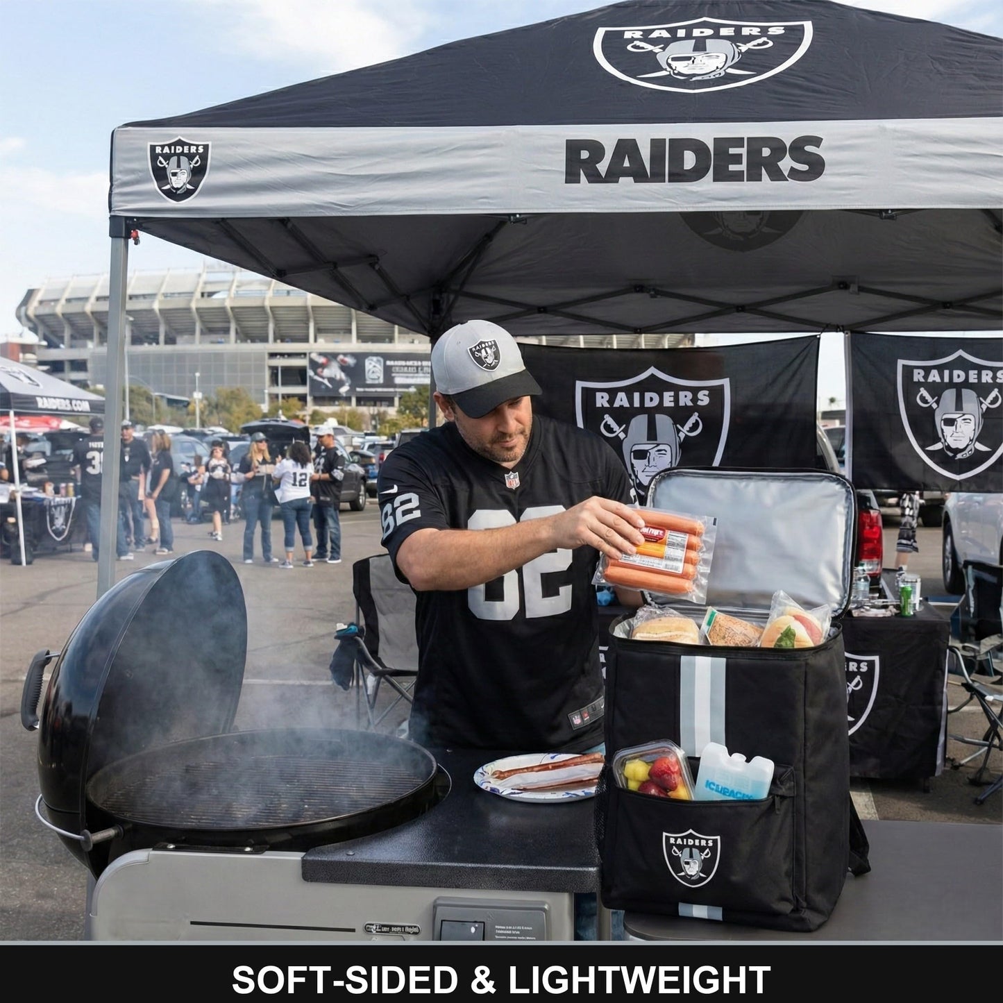 FOCO Las Vegas Raiders NFL Cooler Backpack, 24L — Insulated Soft Sided Ice Chest, Holds 36 Cans, Officially Licensed