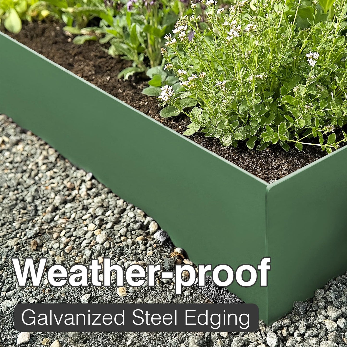 Pmango 10-Pack Galvanized Steel Landscape Lawn Edging - 4.5 inch Height Green Powder Coated Bendable Metal Strips - Hammer-in Edge Border - Yard Pathway Divider 40 inch Each(33Ft Total), #LYLB45GN-US
