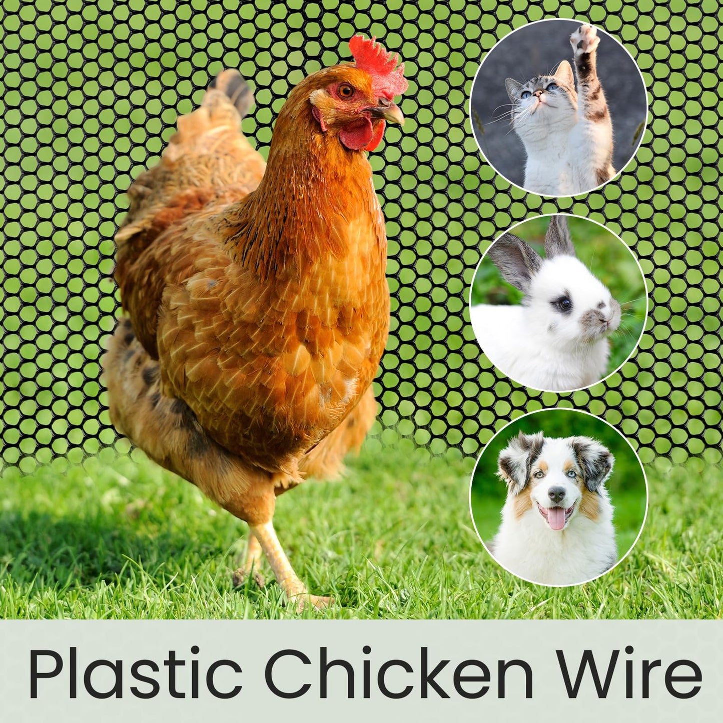 Landical 6 Rolls Plastic Chicken Wire Fencing Mesh 15.7 in x 10 ft Each Plastic Mesh Fence with Zip Ties Hexagonal Poultry Netting Garden Fencing Cat Fencing and Bird Netting(Black)