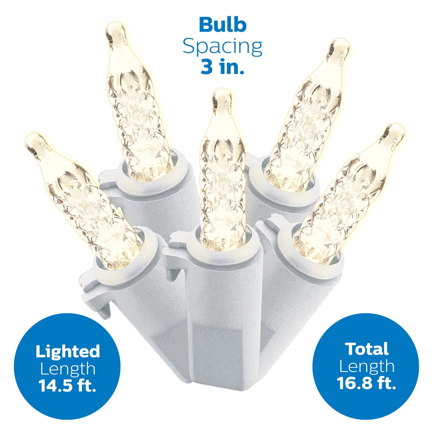 Philips 150 LED Warm White Faceted Mini Icicle Lights