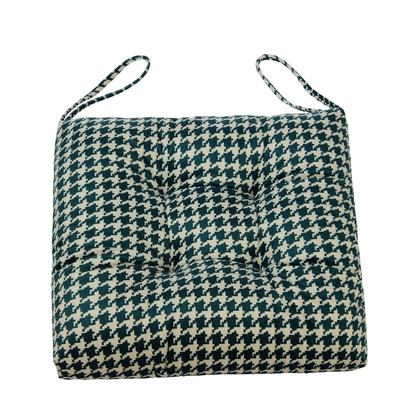 Makimoo 2-Pack Outdoor/Indoor Wicker Patio Seat Cushion Pad with Ties - Dining Chair Cushion, 17" x 17" (Green Houndstooth)