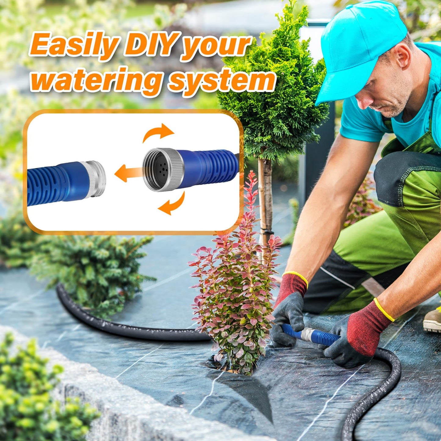 Winisok 150FT Thickened Flat Soaker Hose, Heavy Duty Double Layer Watering Hoses, Save 80% Water, Flexible Leakproof, Drip Irrigation Tubing for Garden Beds and Lawns (50 FT x 3Pack)