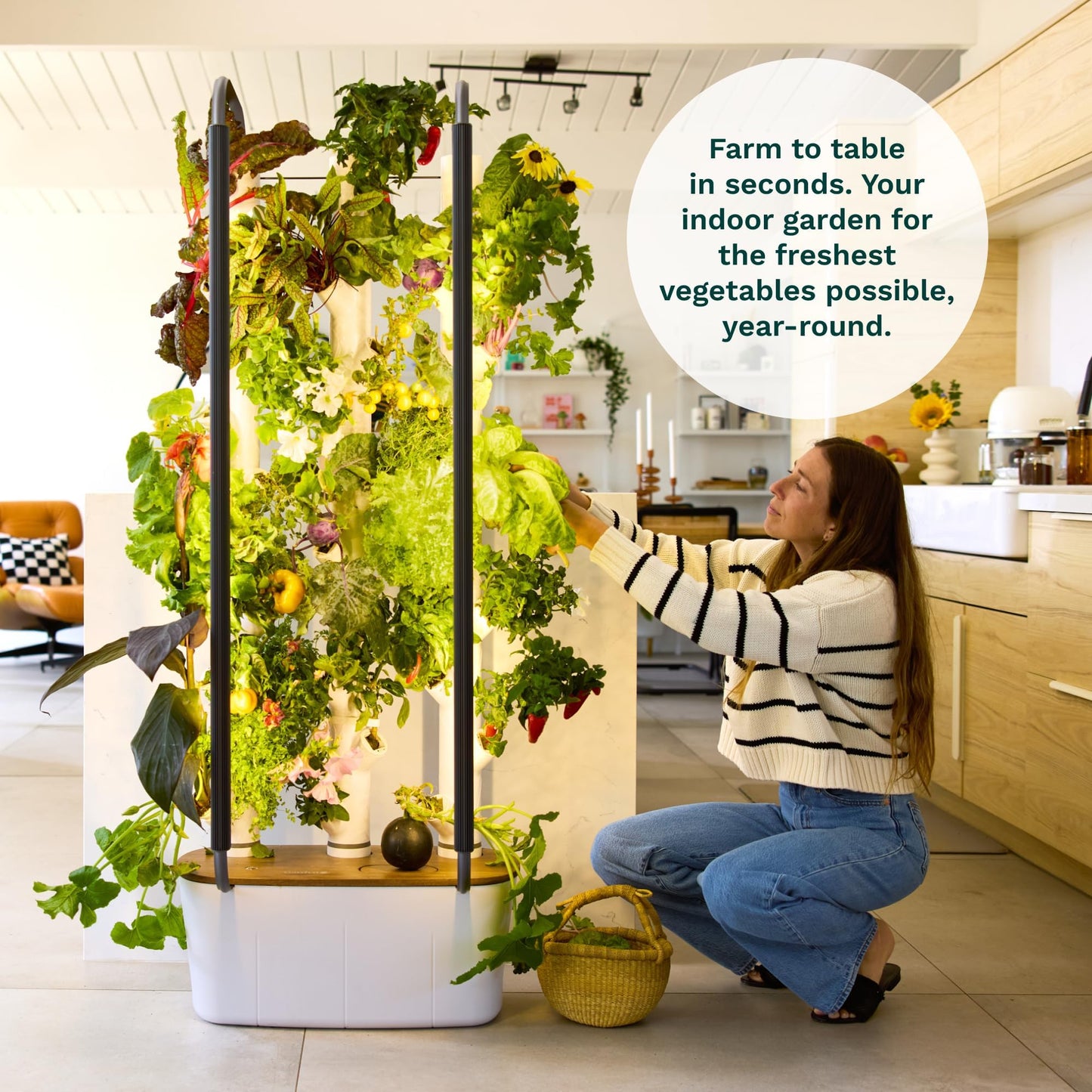 Gardyn Home 4 Vertical Hydroponics Growing System Kit - 30 Non-GMO Plants, Herbs, Vegetables - Smart Tower Garden Hydroponic Herb Garden Planter Indoor Kit - Indoor Gardening System w/LED Grow Lights