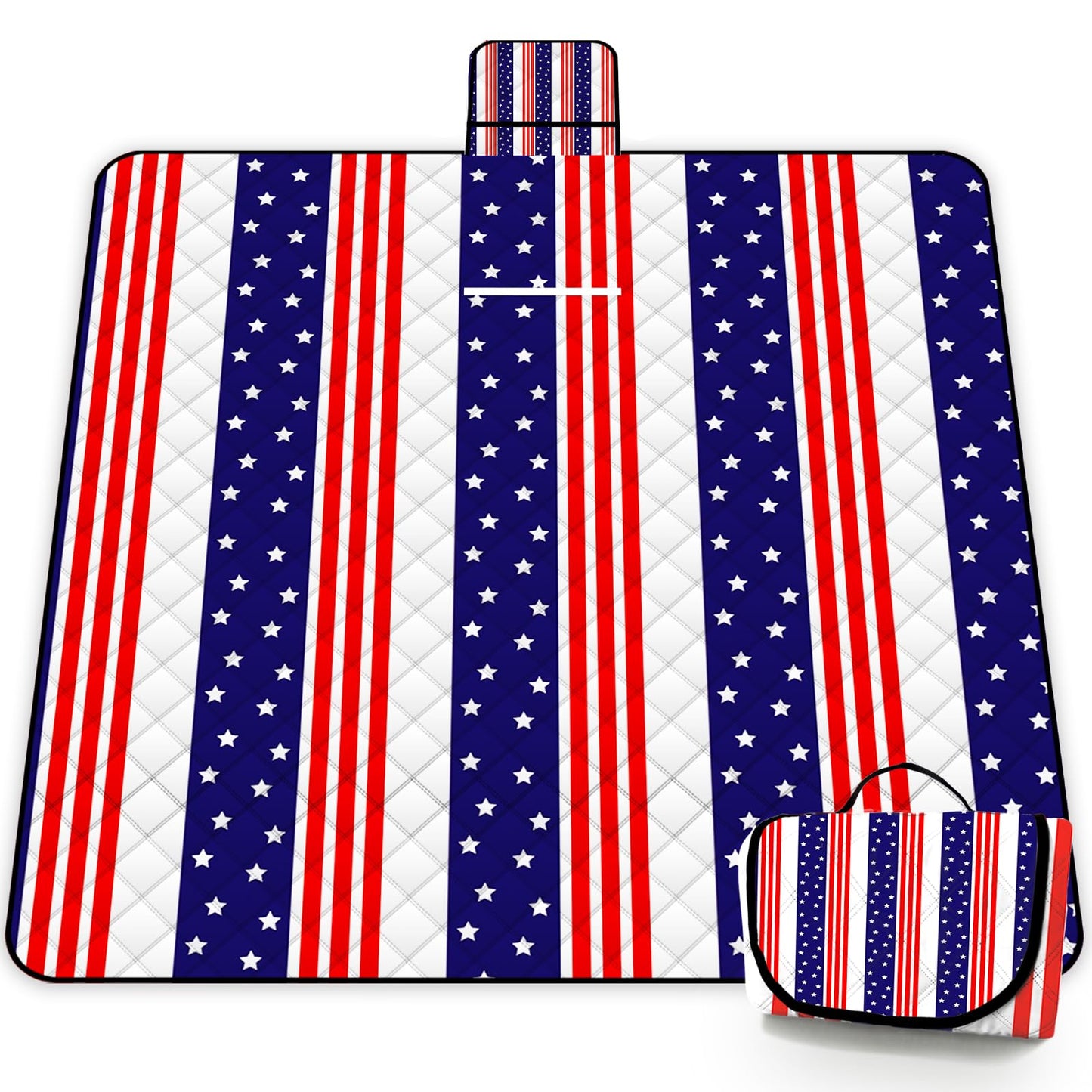 Poedist Extra Large Patriotic Picnic Blanket Waterproof,80"x 80"Foldable Machine Washable Beach Blanket,Outdoor Blanket for 6-8 Adults,Suitable for Indoor Crawling,Park Beach,Camping,Hiking,Family