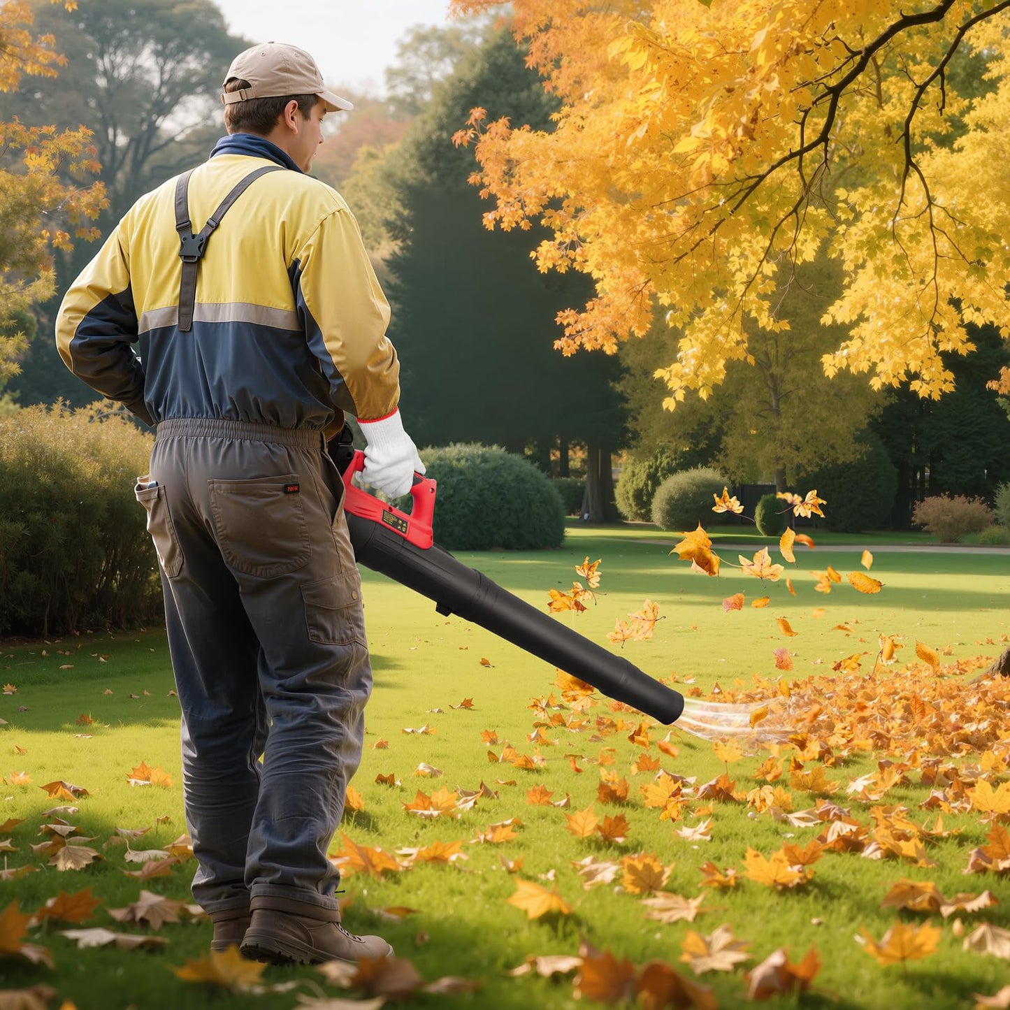 Leaf Blower for Milwaukee 18V Battery, 450CFM Electric Leaf Blower with 130MPH, Copper Motor, Handheld for Lawn Care, Yard (Battery Not Included) (Red)