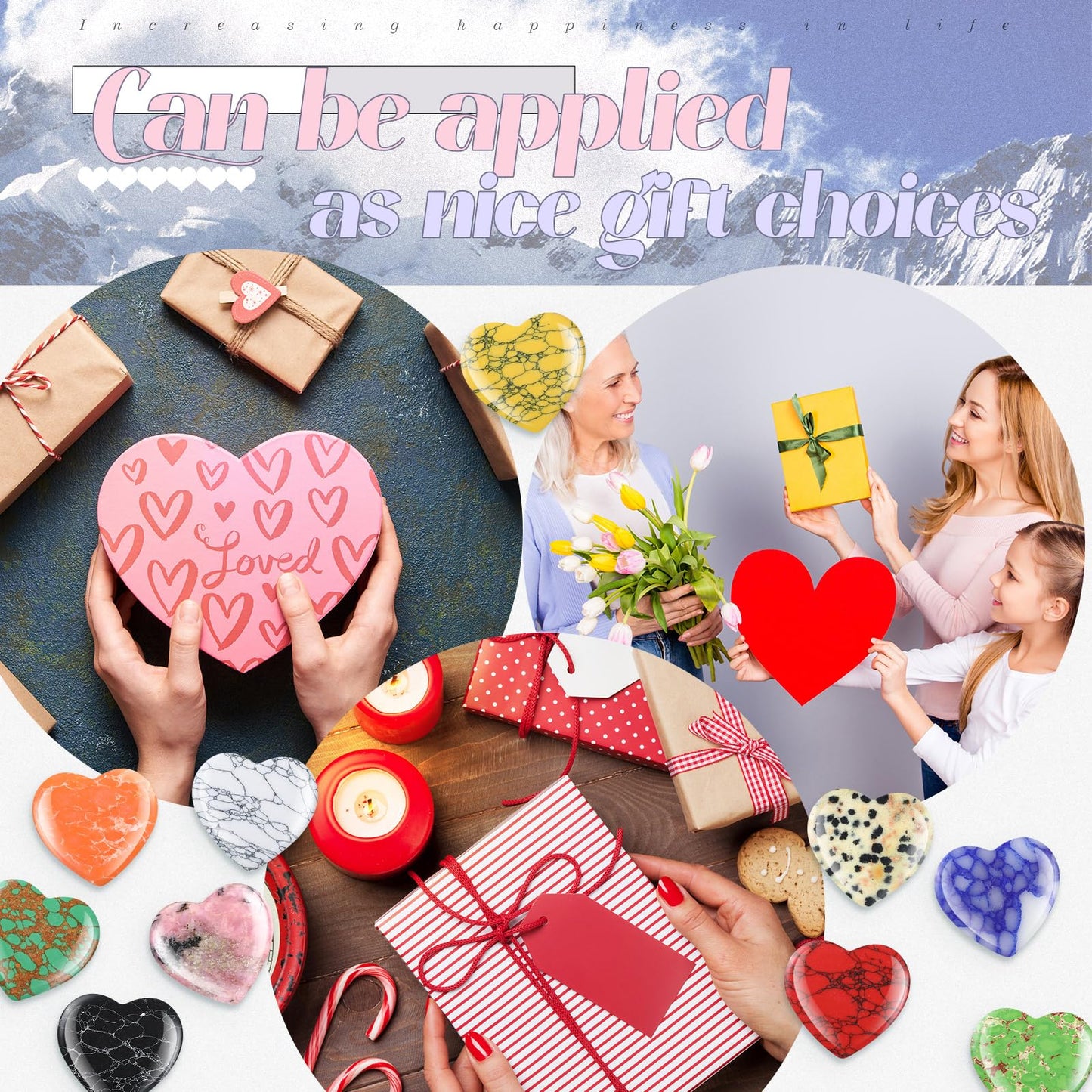 Nuenen 30 Pcs Heart Shape Crystals Stone Bulk 1.57 Inch Gemstone Mother Gift Heart Rocks Quartz Love Wholesale Pocket Palm for Women Mom Wedding Witchcraft Reiki Decoration
