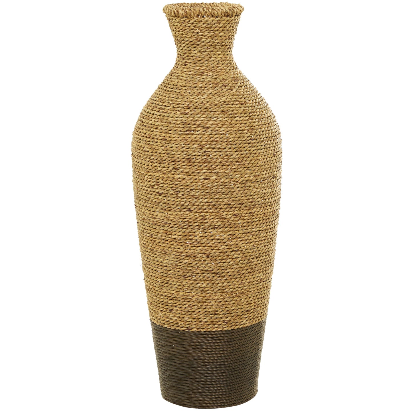 Deco 79 Seagrass Handmade Decorative Vase Tall Woven Floor Centerpiece Vase, Vase for Home Decoration 10" x 10" x 28", Brown