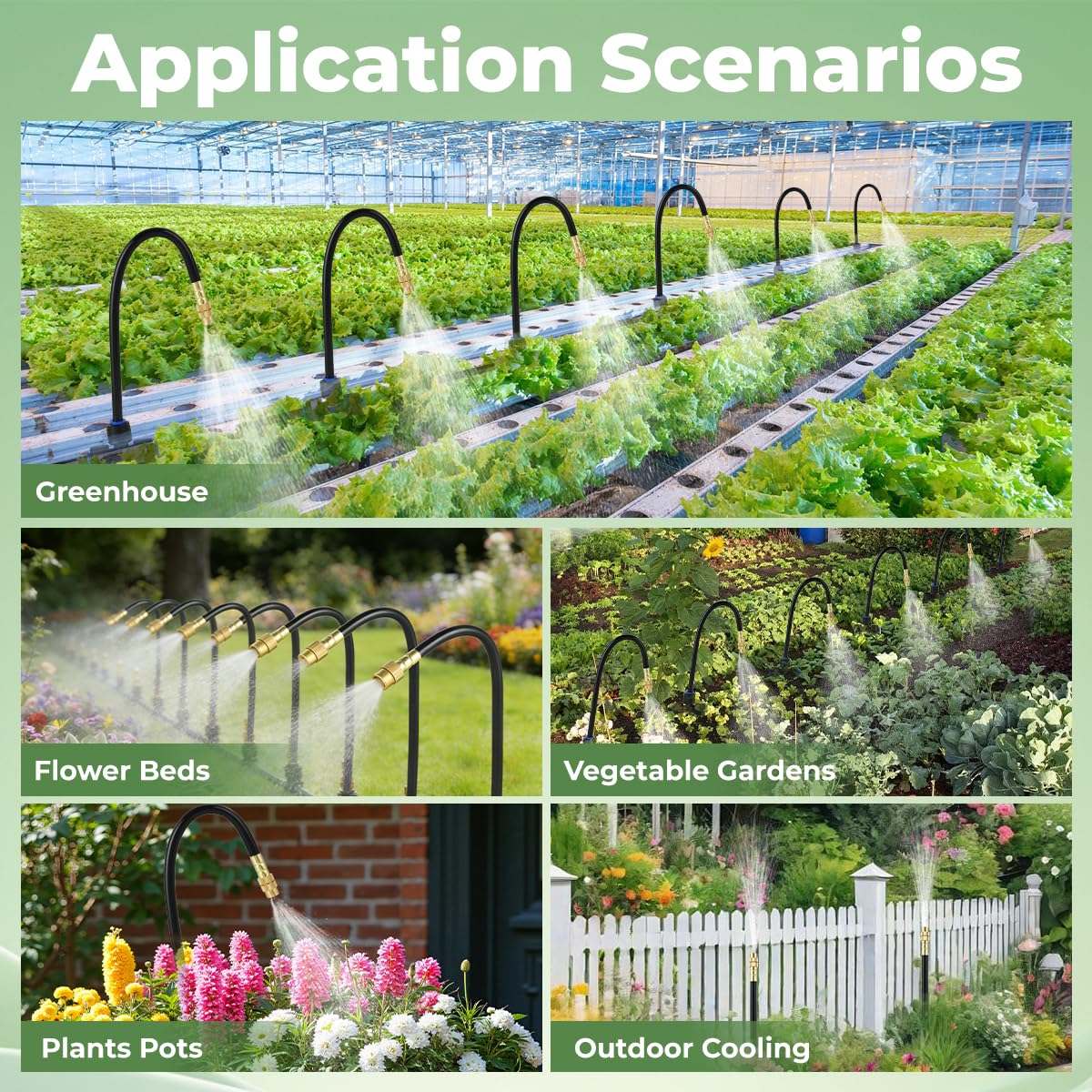 130FT Drip Irrigation System for Garden: 20 Nozzles 1/4" PE Tubing Automatic Watering Kit Adjustable Misting Sprinkler Mister Hose for Water Plants Tape Raised Beds Lawn Outdoor Yard Greenhouse