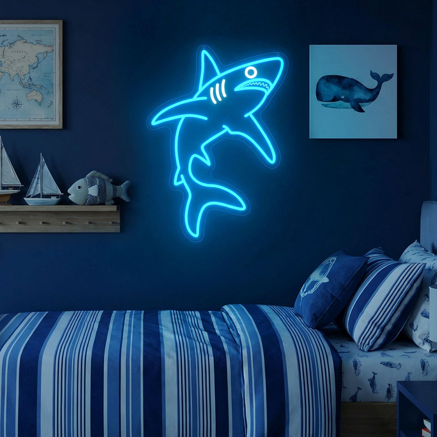 ACOPAEY Shark Neon Sign, Dimmable Ocean LED Neon Lights for Wall Decor, Animal Room Decor for Bedroom, Boys Room, Gaming Room, Man Cave, Gifts for Shark Lovers Gamers, USB Powered, 12.0 x 16.6 Inches
