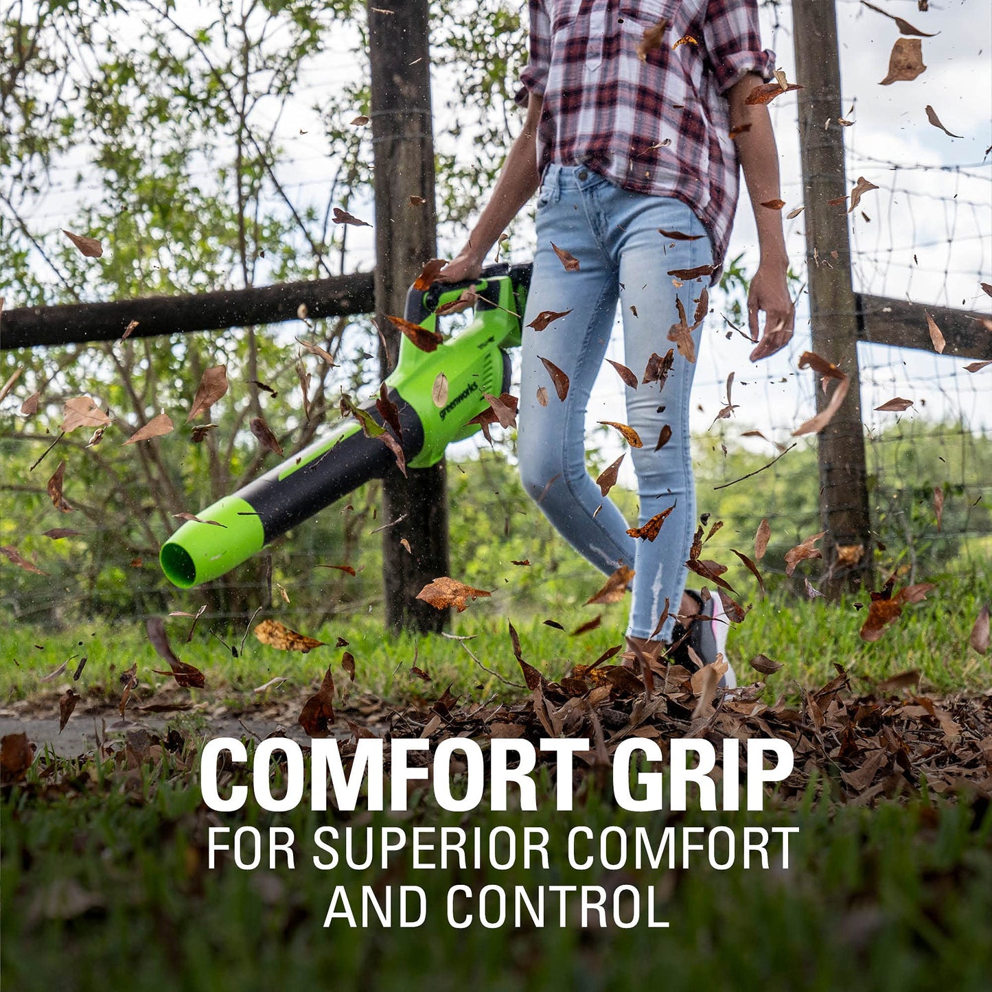 Greenworks 48V (24V x 2) Cordless Brushless Axial Leaf Blower (140 MPH / 585 CFM / 200+ Compatible Tools), (2) 4.0Ah Batteries and Dual Port Rapid Charger Included