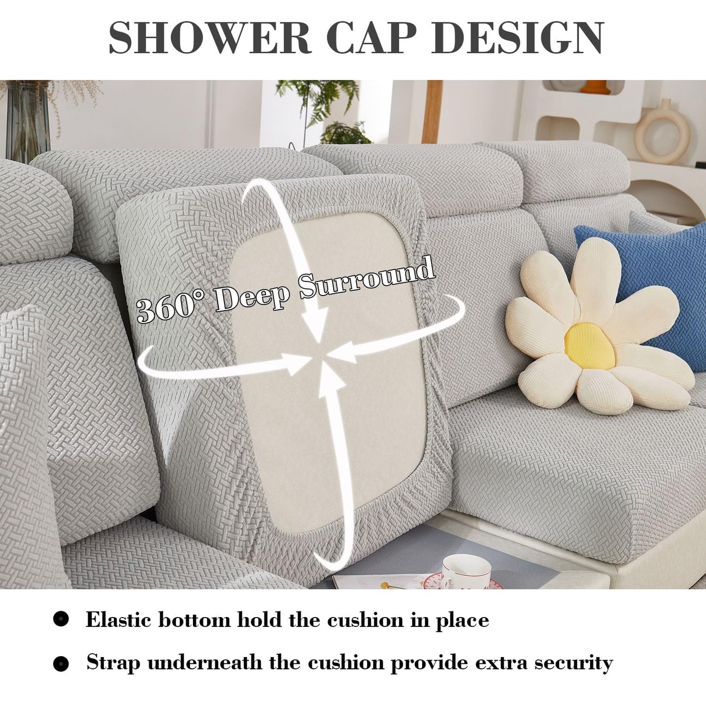 Disayu Sofa Covers Couch Covers for Sofa Pet Friendly Couch Cushion Covers Universal Sofa Covers Washable Stretch Slipcovers for Sectional Sofa (Texture Light Gray,Large Single Seat Cover)